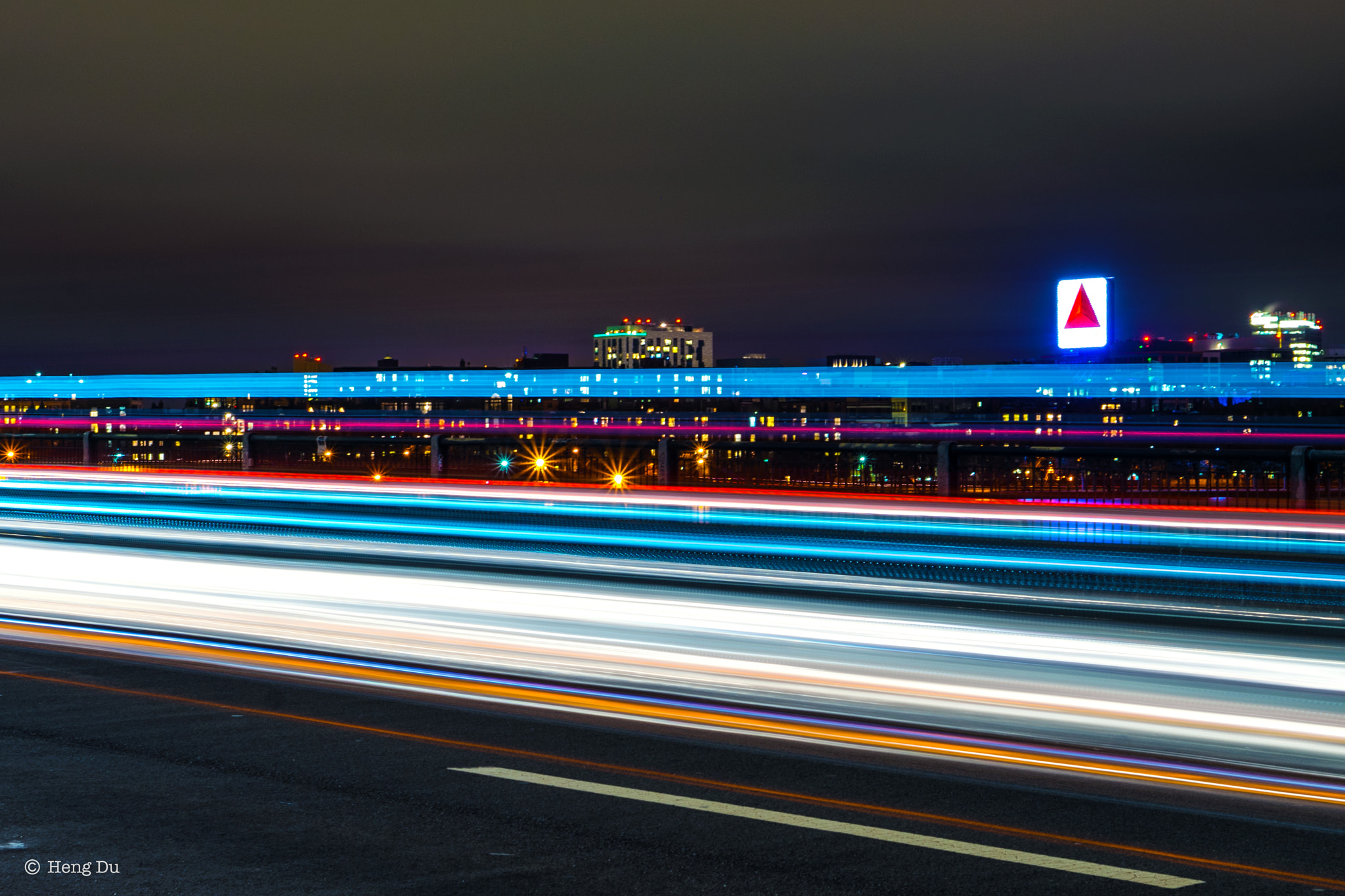 E 50mm F1.8 OSS sample photo. Boston light trail photography