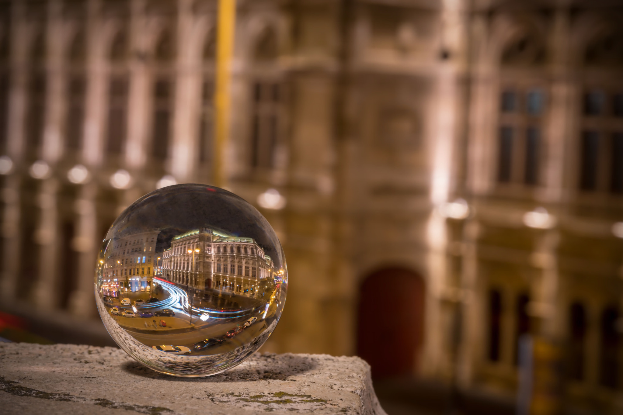 Sony a6300 + Canon EF 24-70mm F4L IS USM sample photo. The vienna opera through a crytall ball photography