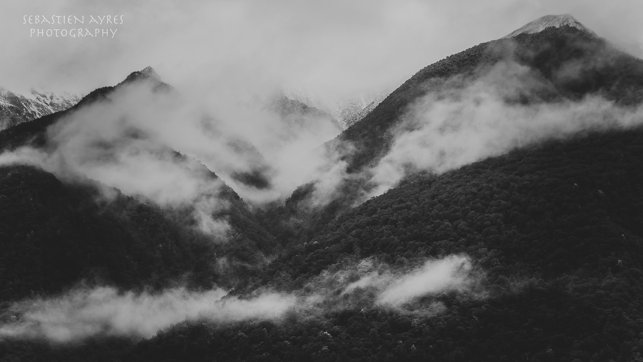 Pentax K-S2 sample photo. Misty mountains b&w photography