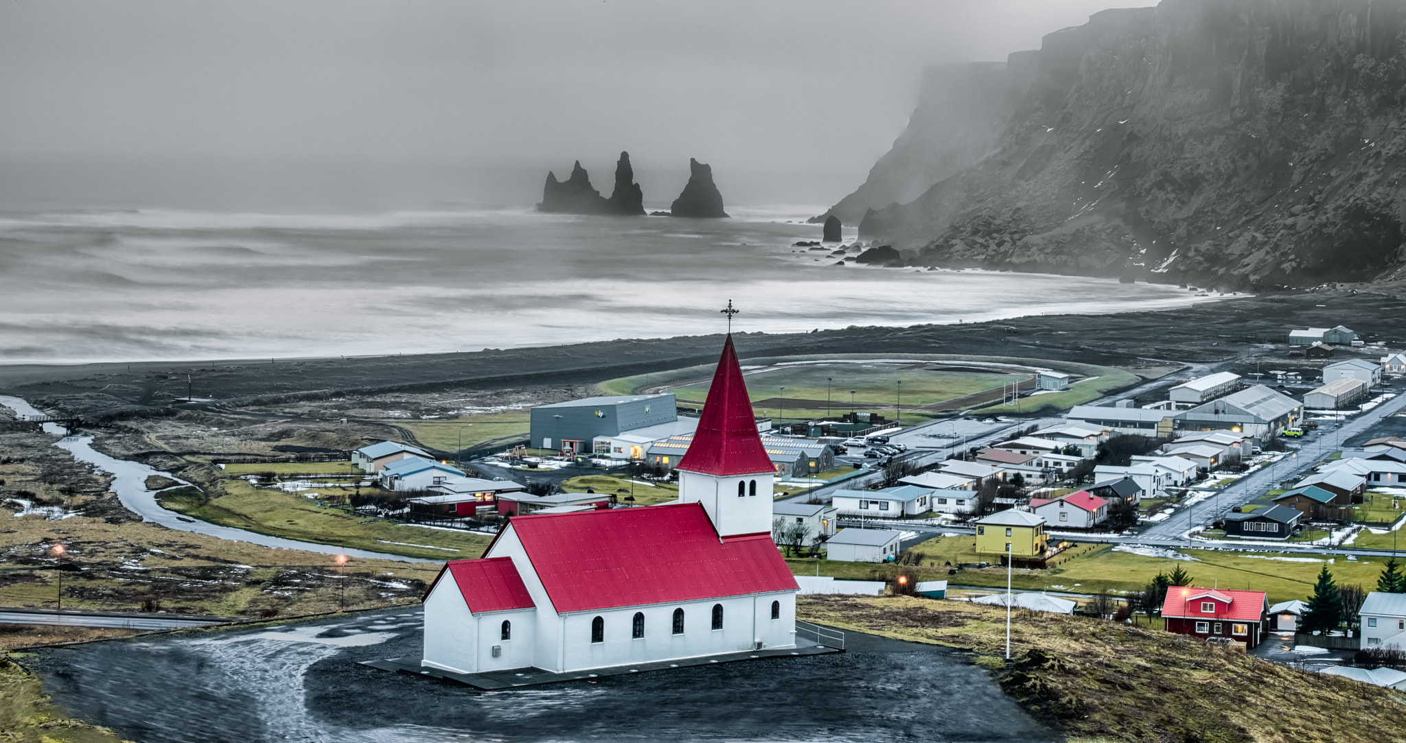 Nikon Df sample photo. Church in vik photography