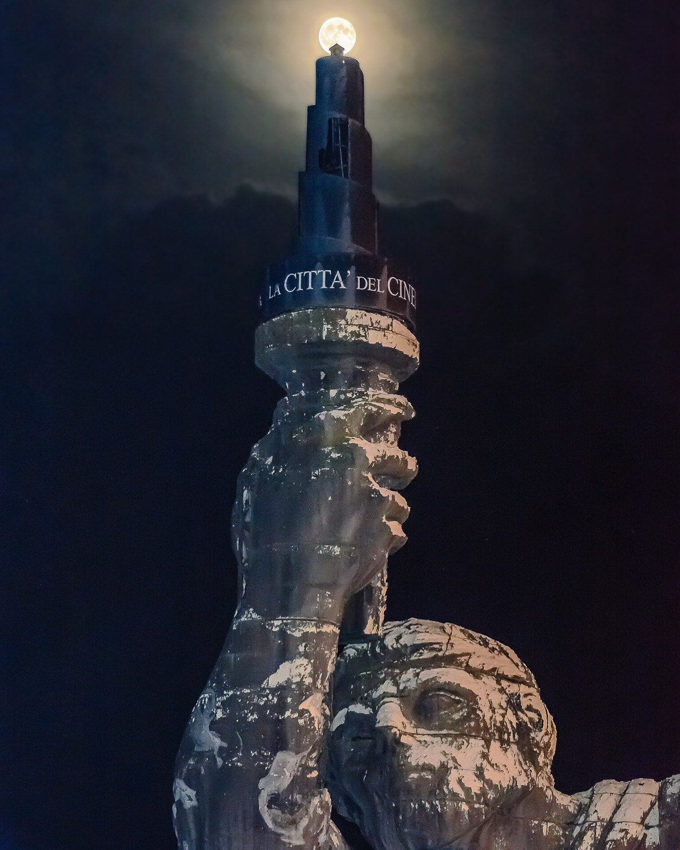 Nikon D5200 + Sigma 24-105mm F4 DG OS HSM Art sample photo. Full moon over cinecittà studios photography