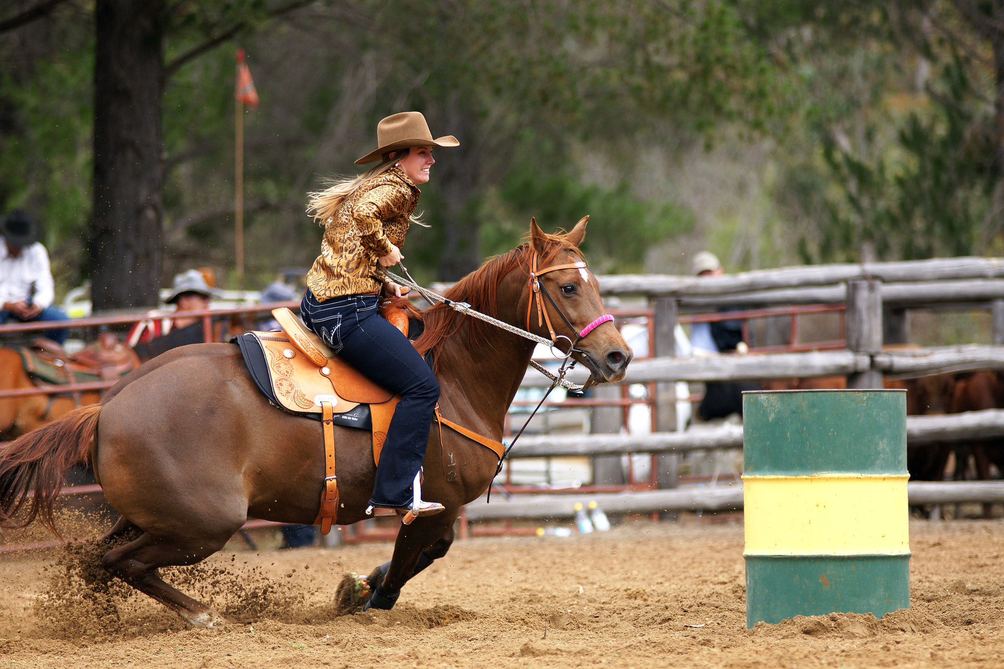 Sony Alpha DSLR-A700 + Sigma M-AF 70-200mm F2.8 EX APO sample photo. Barrel race photography