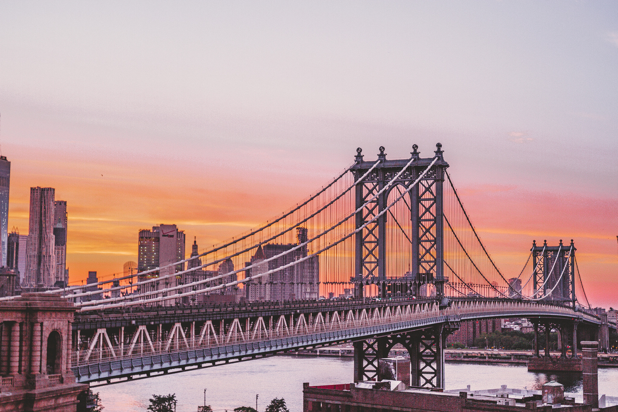 Canon EOS 7D + Canon EF 16-35mm F2.8L USM sample photo. Manhattan bridge at sunset photography