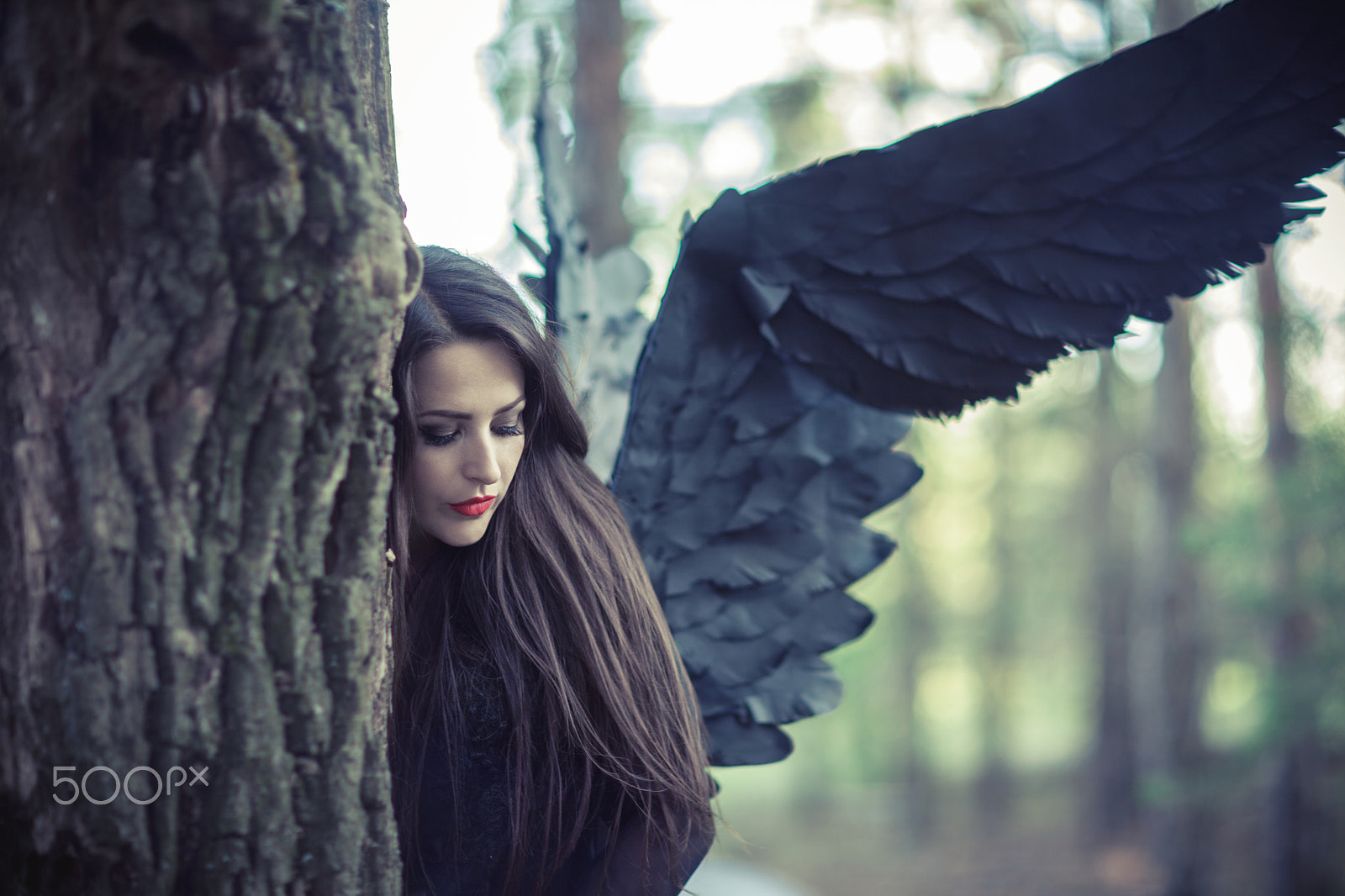 Canon EF 85mm F1.2 sample photo. Black angel in the forest photography