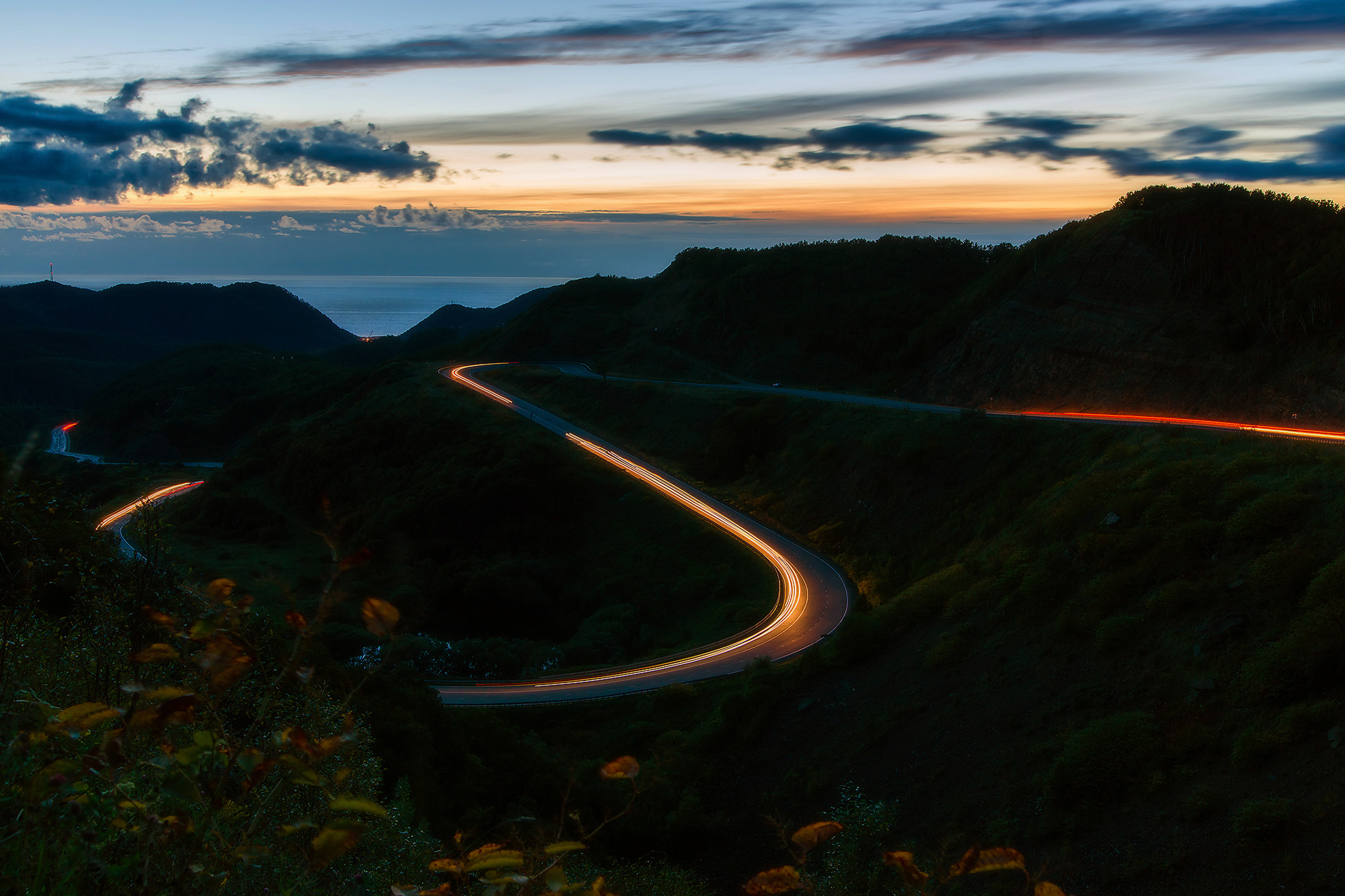 Sony Alpha DSLR-A850 sample photo. Night mountain road. photography