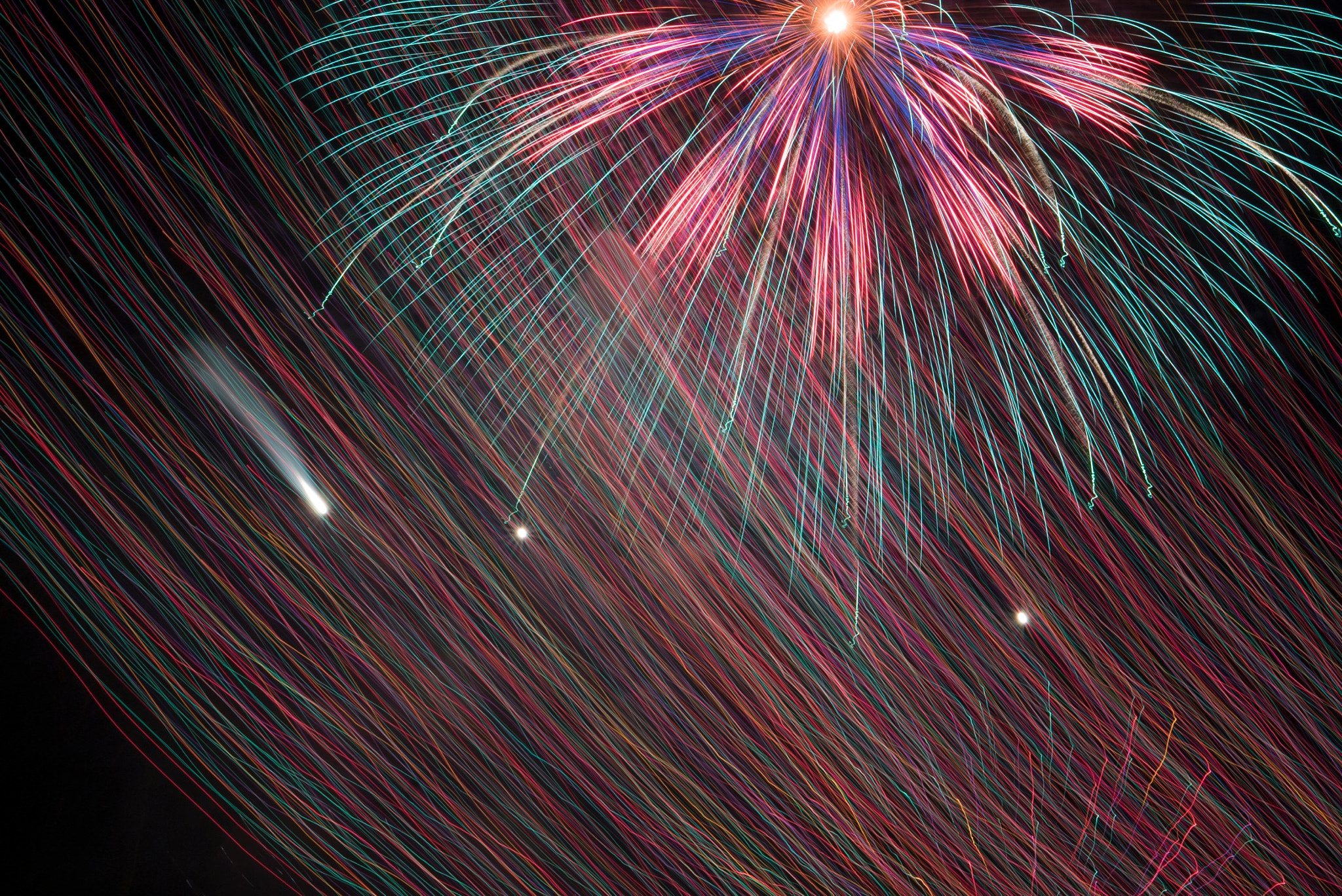E 50mm F1.8 OSS sample photo. Firework meteor photography