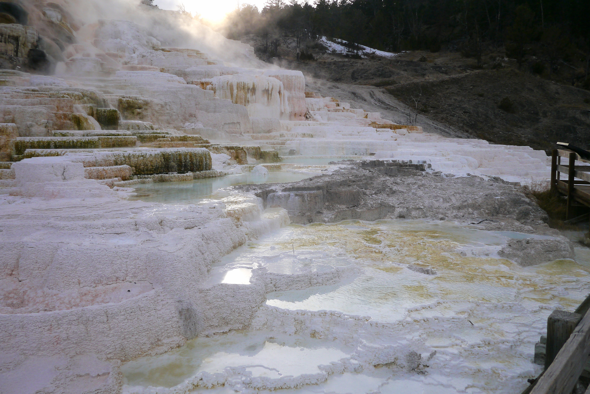 Panasonic Lumix DMC-GX1 + Panasonic Lumix G 14mm F2.5 ASPH sample photo. Mammoth hot springs layer cake yellowstone photography