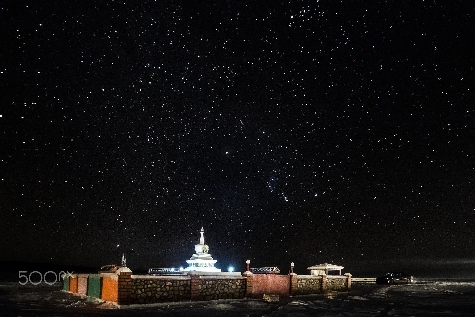 Sony SLT-A77 sample photo. Buddhist stupa under the starry sky in the tunka v photography