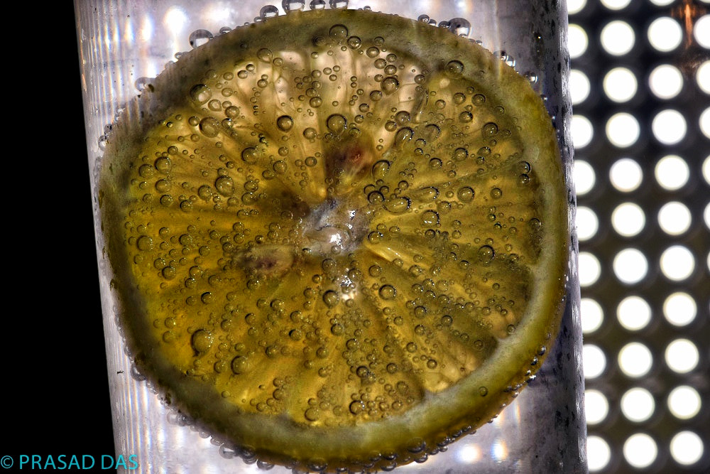 Nikon AF-S Micro-Nikkor 105mm F2.8G IF-ED VR sample photo. Lemony-in middle glass-carbonated water photography
