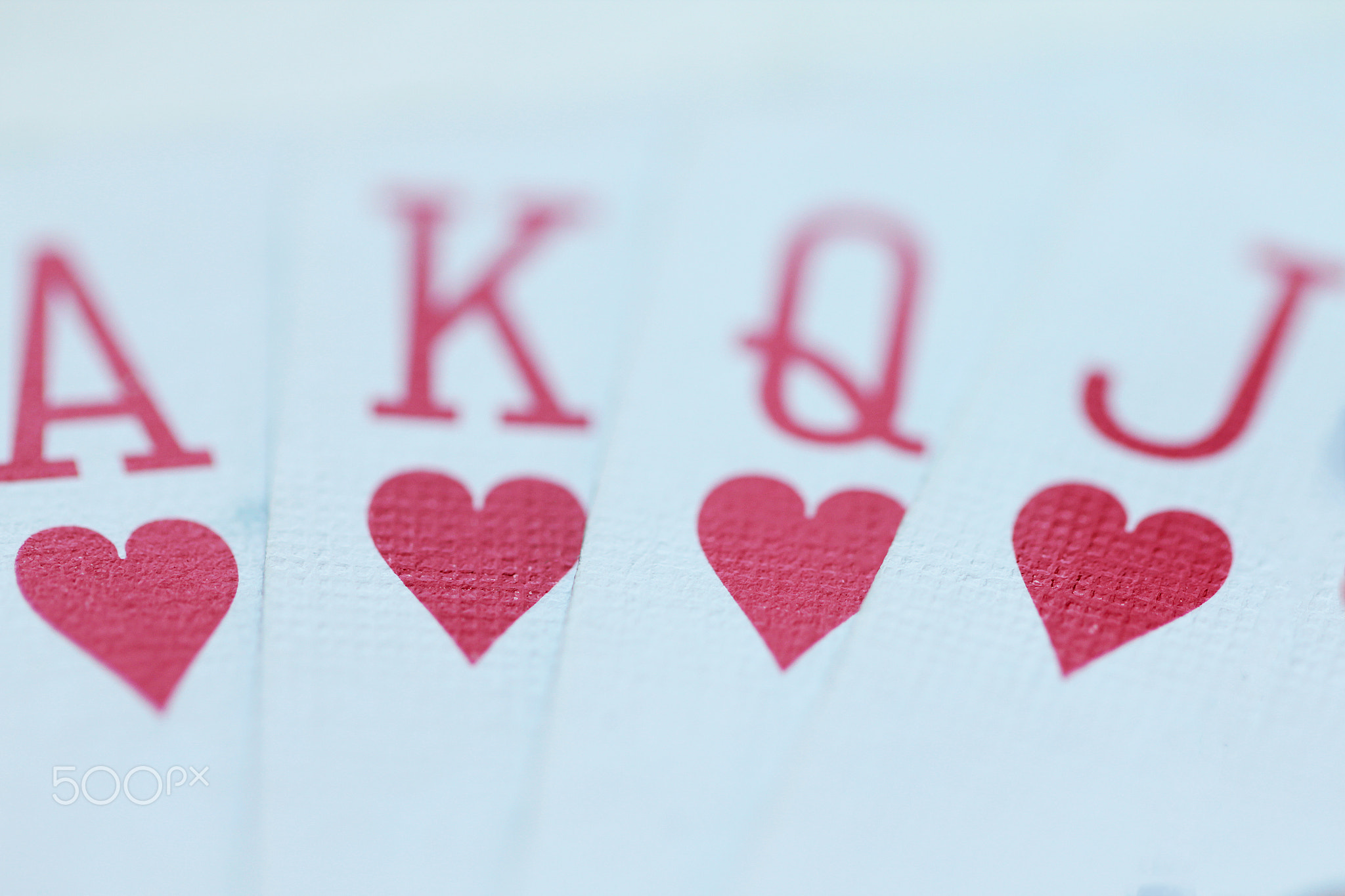 Playing cards with hearts