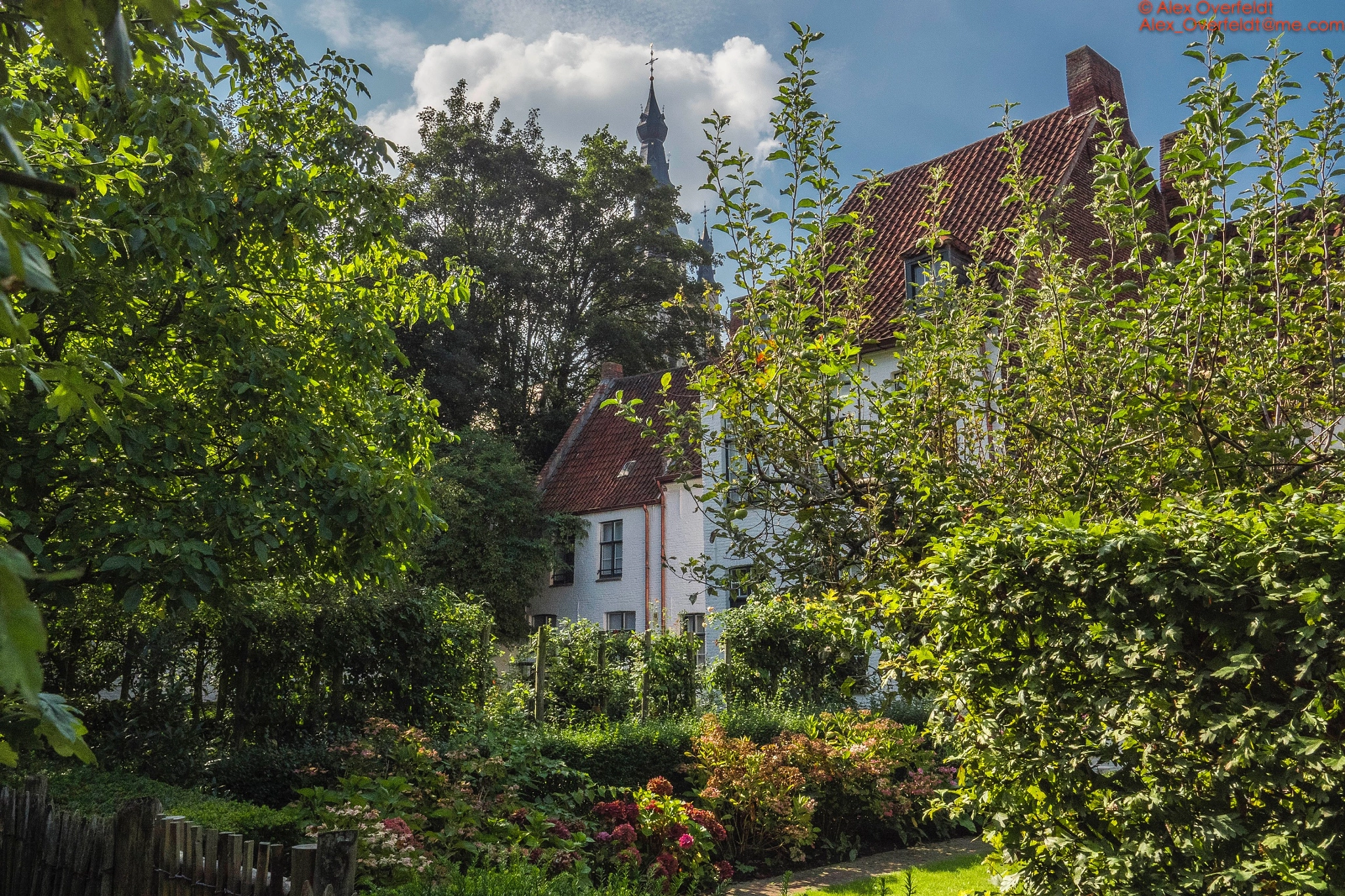 Olympus PEN-F sample photo. Kortrijk begijnhof on a sunny day with gardens and housing photography