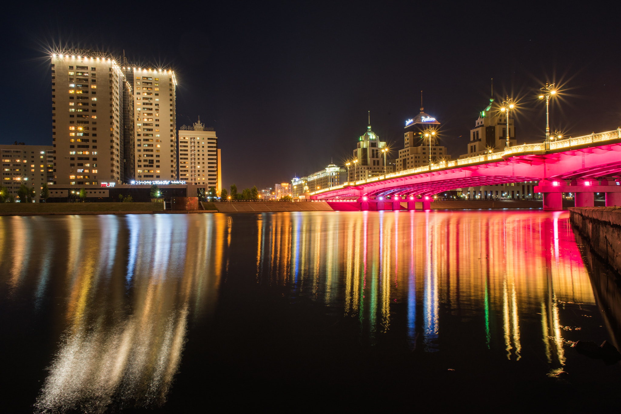 Nikon D810 + Nikon AF Nikkor 24mm F2.8D sample photo. Astana night photography