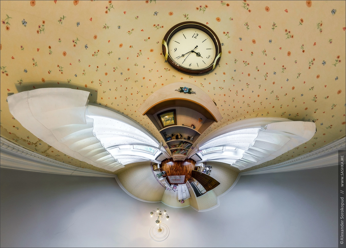 House interior in little planet view style