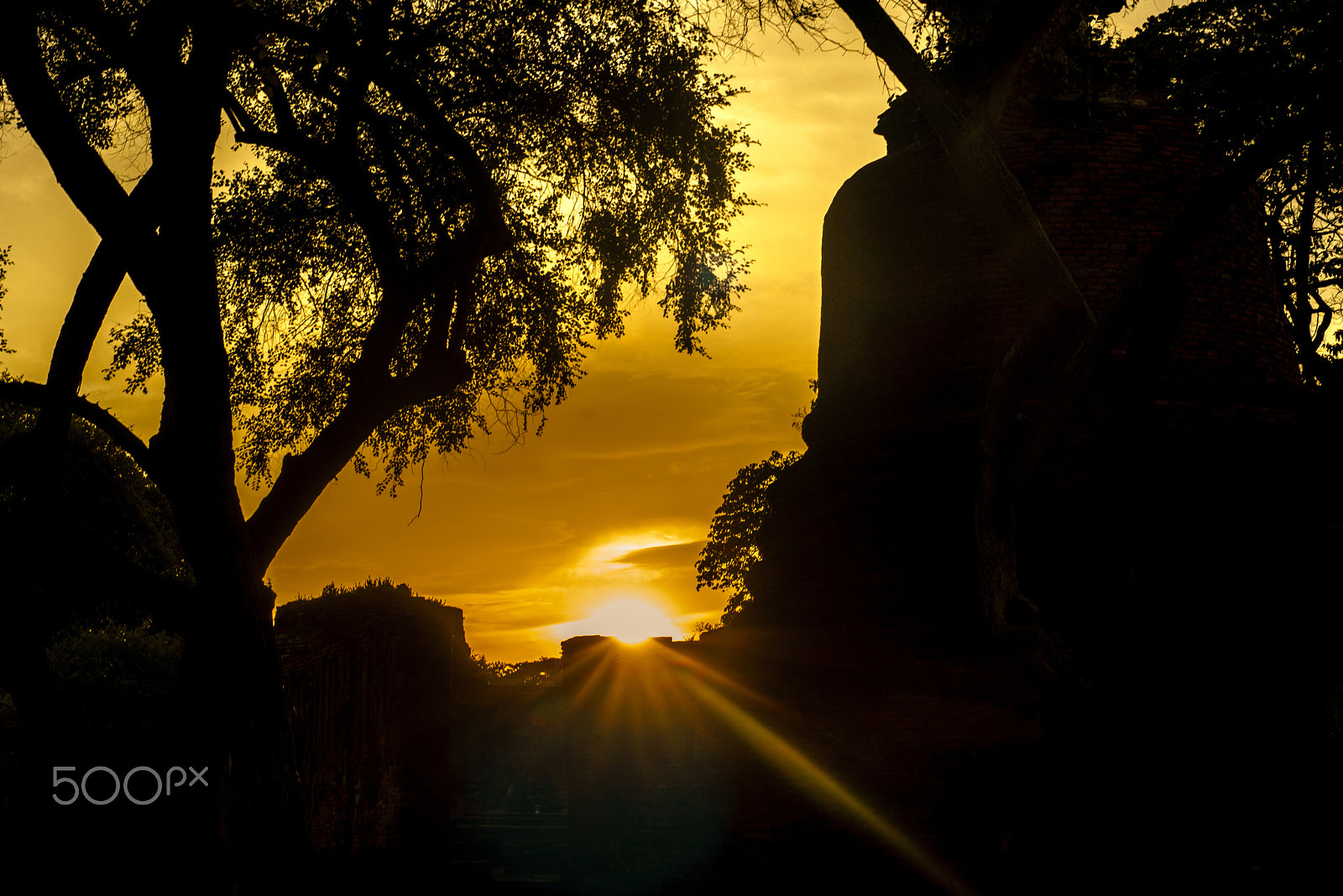 Sony a7R + Minolta AF 50mm F1.7 sample photo. Sunset in ayutthaya photography