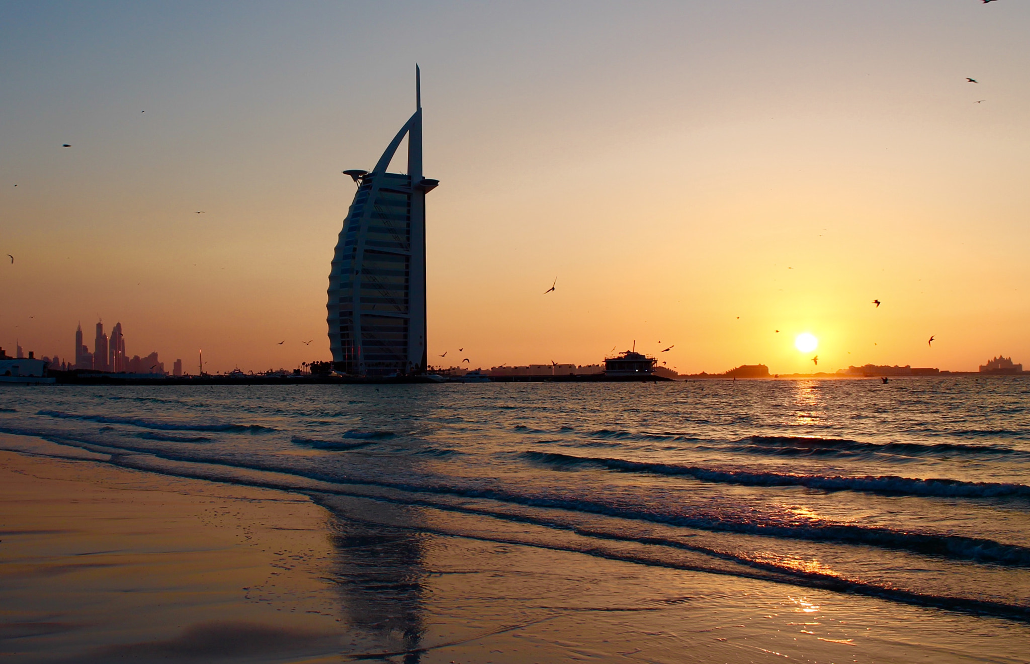 Canon EF-S 18-55mm F3.5-5.6 III sample photo. Classic dubai winter sunset over the burj al arab photography