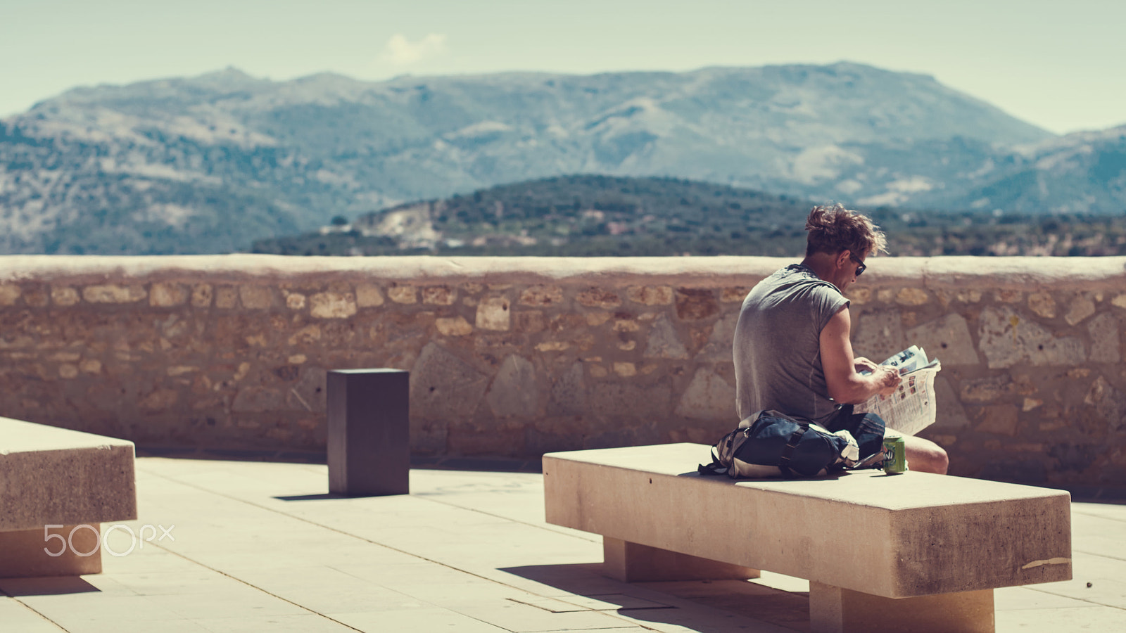 Nikon D3300 + Nikon AF Nikkor 50mm F1.4D sample photo. A man on a bench abroad photography