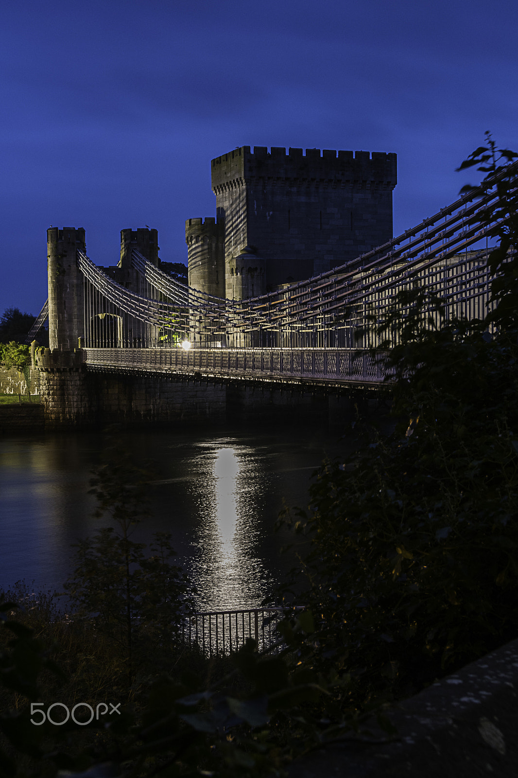 Nikon 1 J5 sample photo. Conwy bridge at night photography