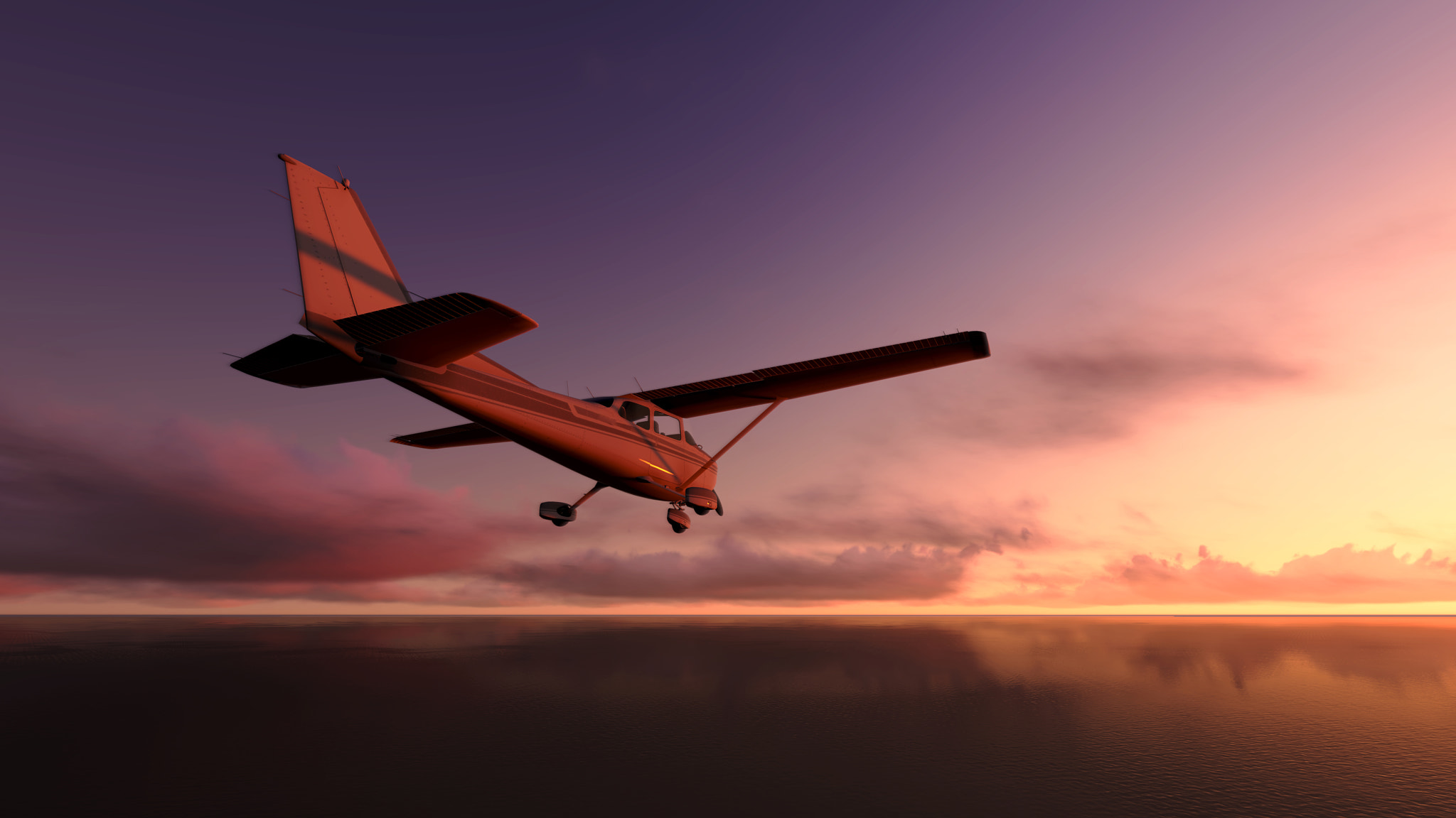 Plane over the ocean.
