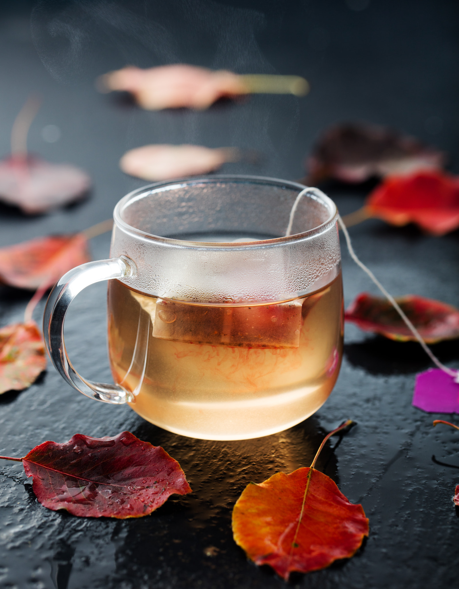 Canon EOS 5DS + Canon EF 100mm F2.8L Macro IS USM sample photo. Cup of herbal and fruit tea with autumn leaves photography