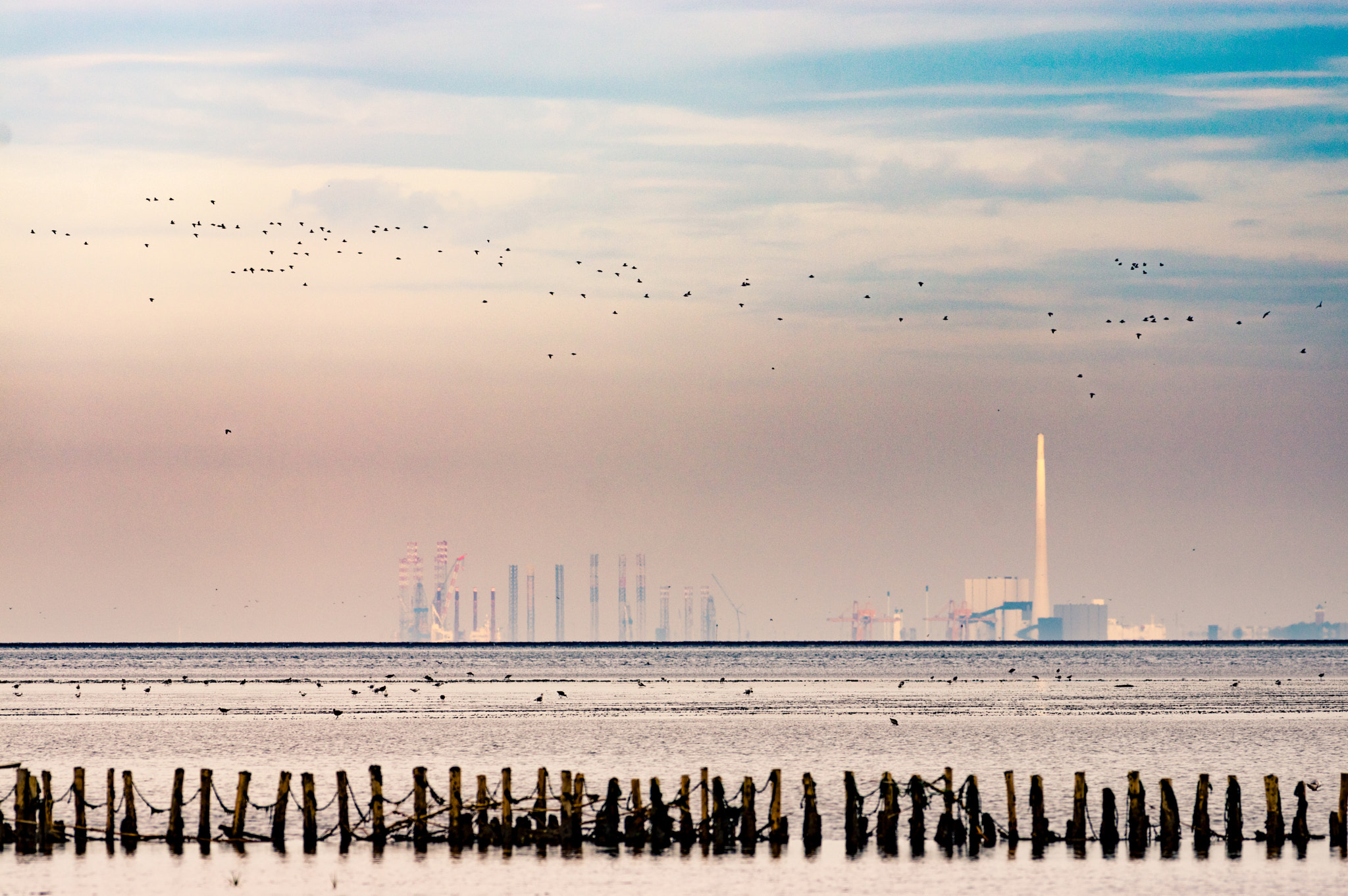 Pentax K-3 sample photo. Remote chimney plant seemingly located on the sea photography