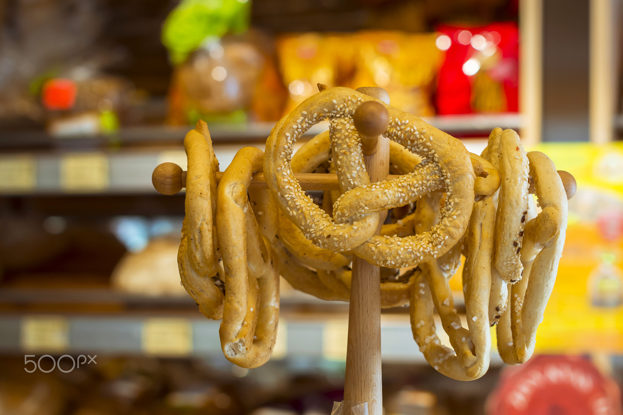 Set of beer pretzels on the holder