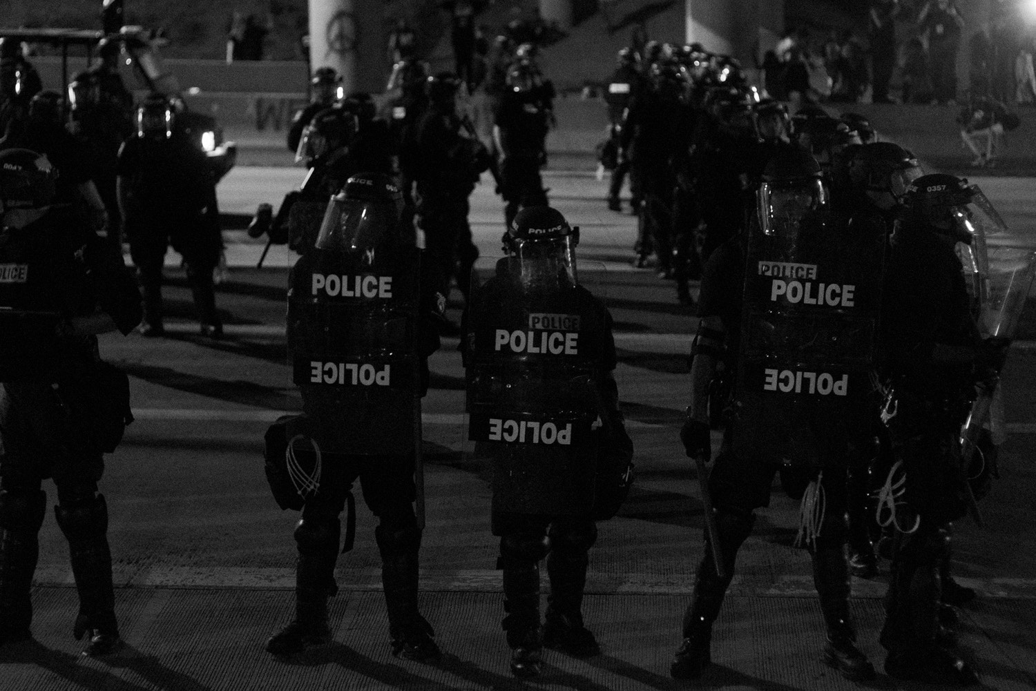 Sony a7S II + Sony DT 50mm F1.8 SAM sample photo. Police protecting 277 after protestors made their way to 277 by way of on ramp photography