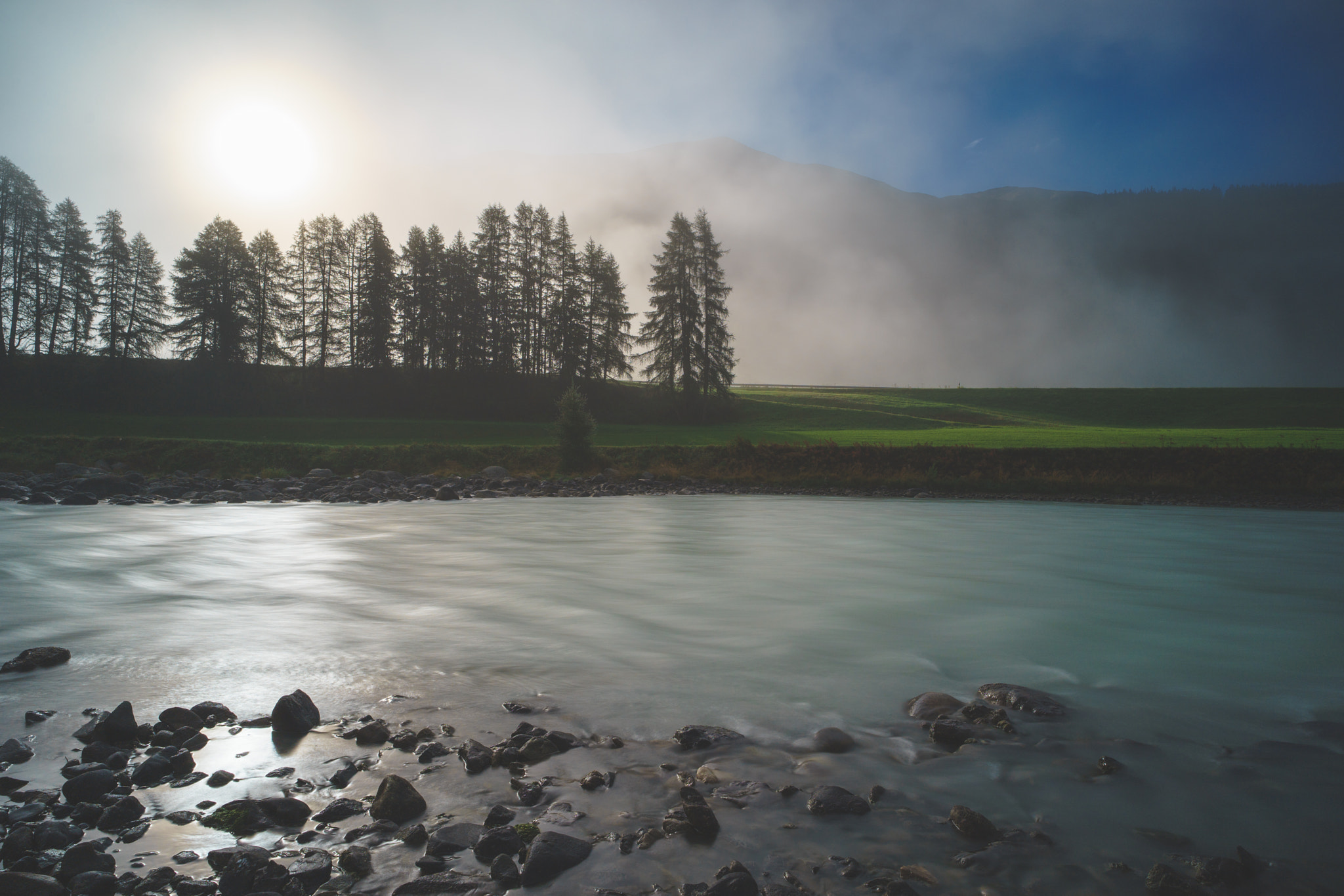 E 21mm F2.8 sample photo. Misty morning photography