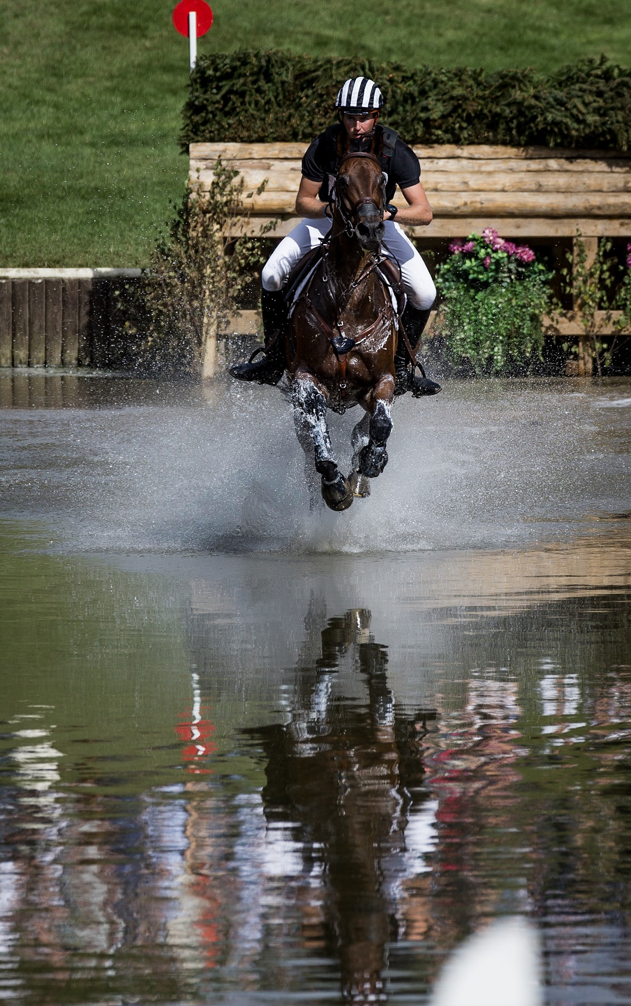 Canon EOS-1D X + Canon EF 200-400mm F4L IS USM Extender 1.4x sample photo. Water jump, blenheim horse trials photography