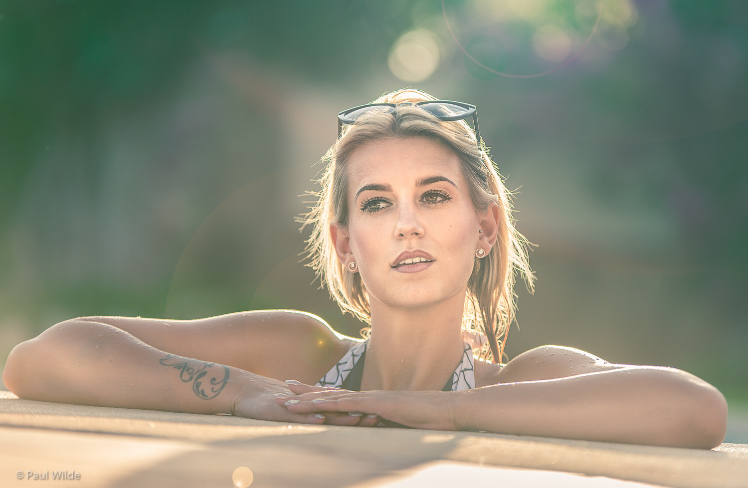 Sigma 70-200mm F2.8 EX DG OS HSM sample photo. Lauren in the villa pool photography