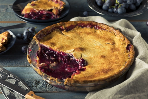 Canon EOS 5D Mark IV + Canon EF 100mm F2.8L Macro IS USM sample photo. Homemade sweet concord grape pie photography