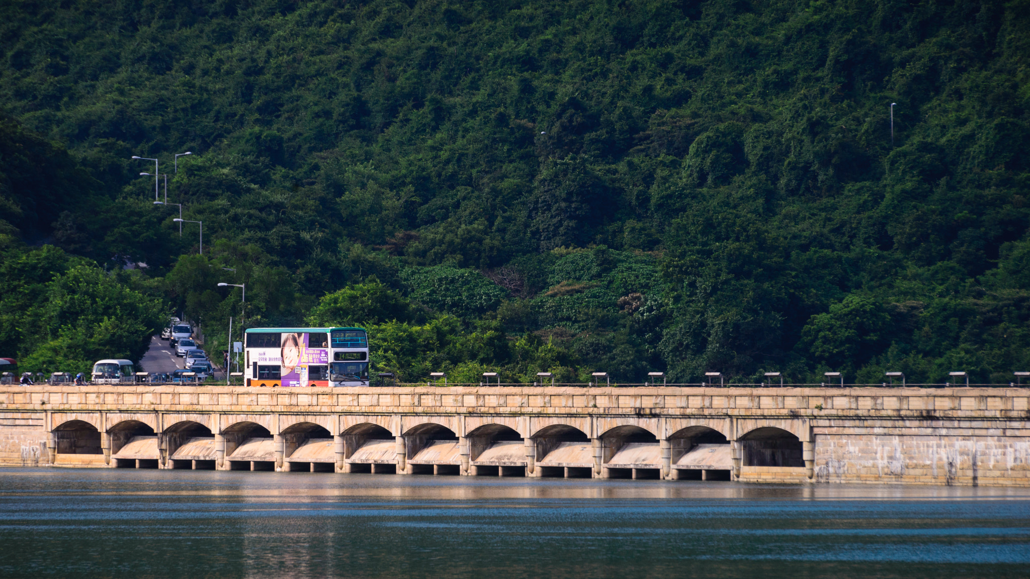 Sigma 70-300mm F4-5.6 APO DG Macro sample photo. Double-deeker on the dam photography