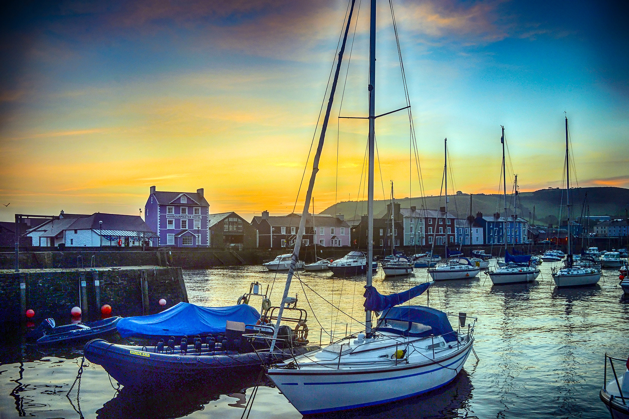 Nikon Df sample photo. Sun rice over aberaeron harbour photography