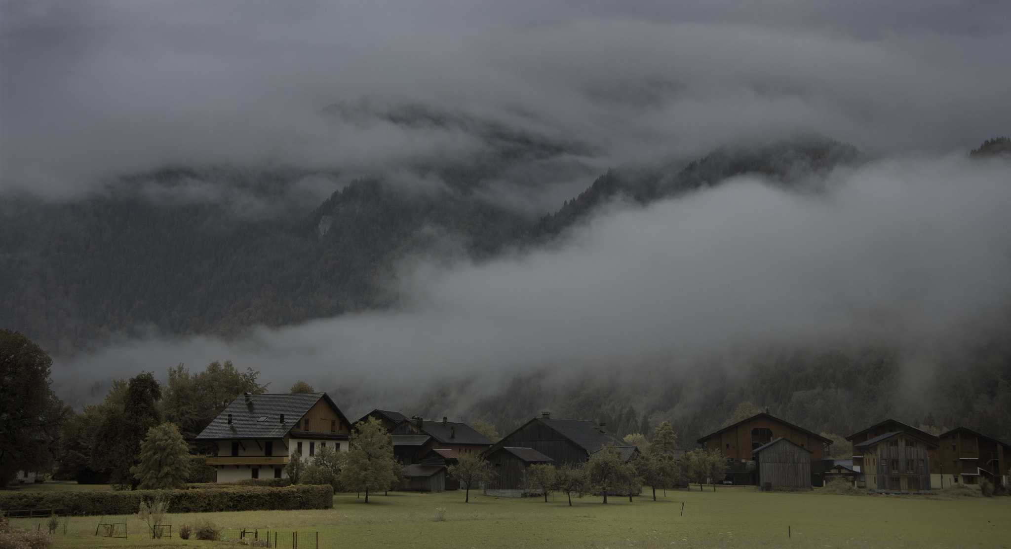 Pentax K20D sample photo. Samoens in the mist photography