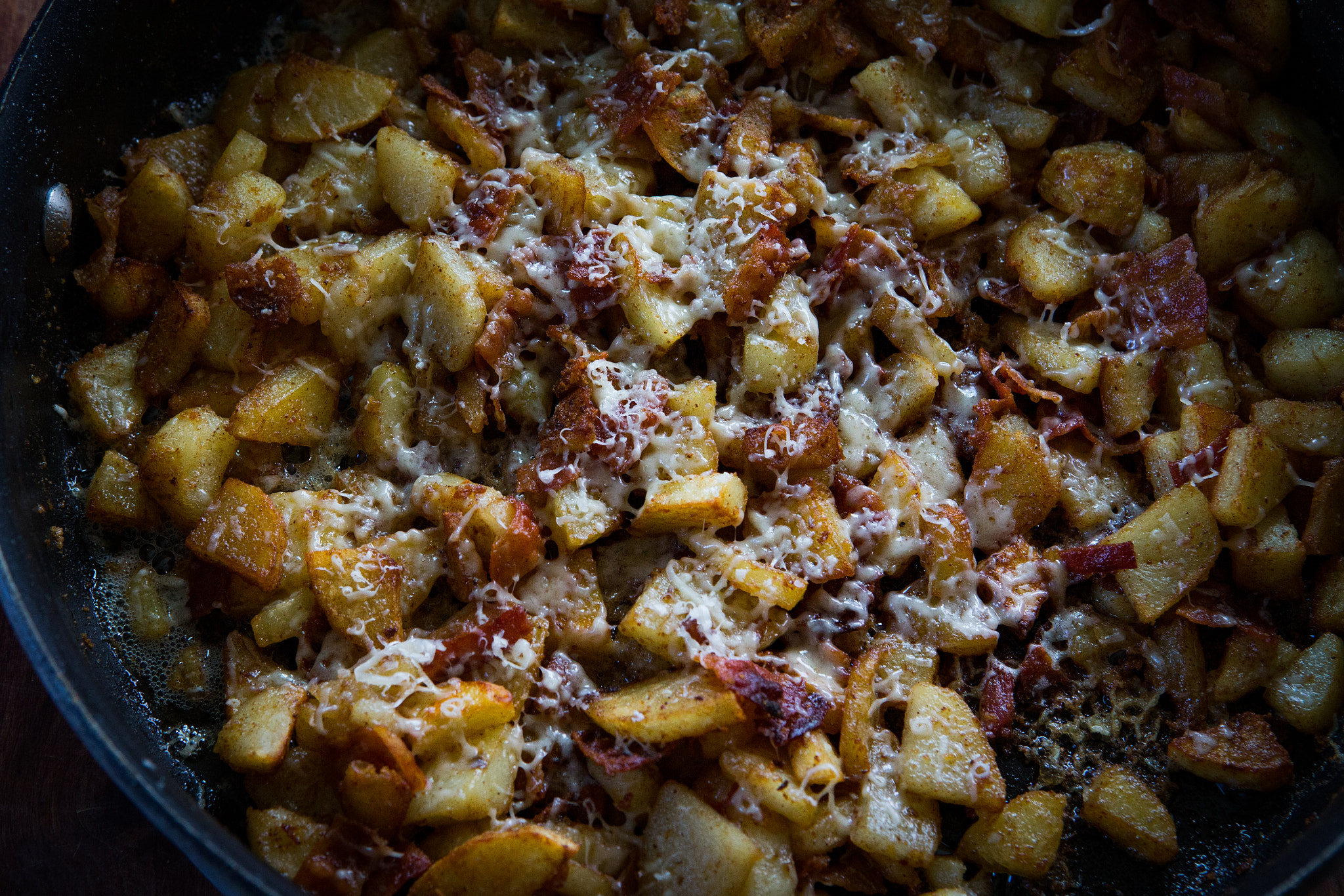 Canon EOS-1D C + Canon EF 24-70mm F2.8L USM sample photo. Fried potato and bacon photography