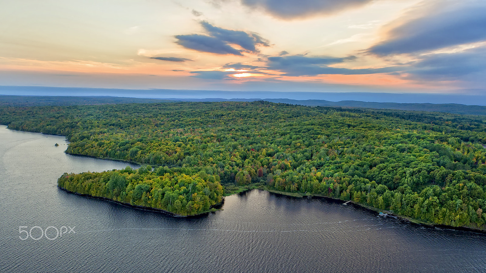 DJI FC550 + OLYMPUS M.12mm F2.0 sample photo. Sunset at gile flowage photography