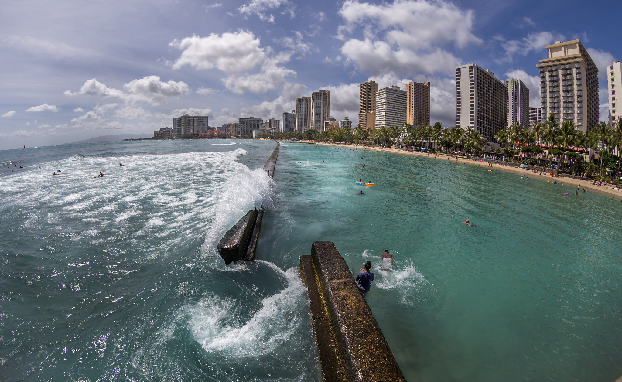 Canon EOS 6D sample photo. Waikiki breakwater photography