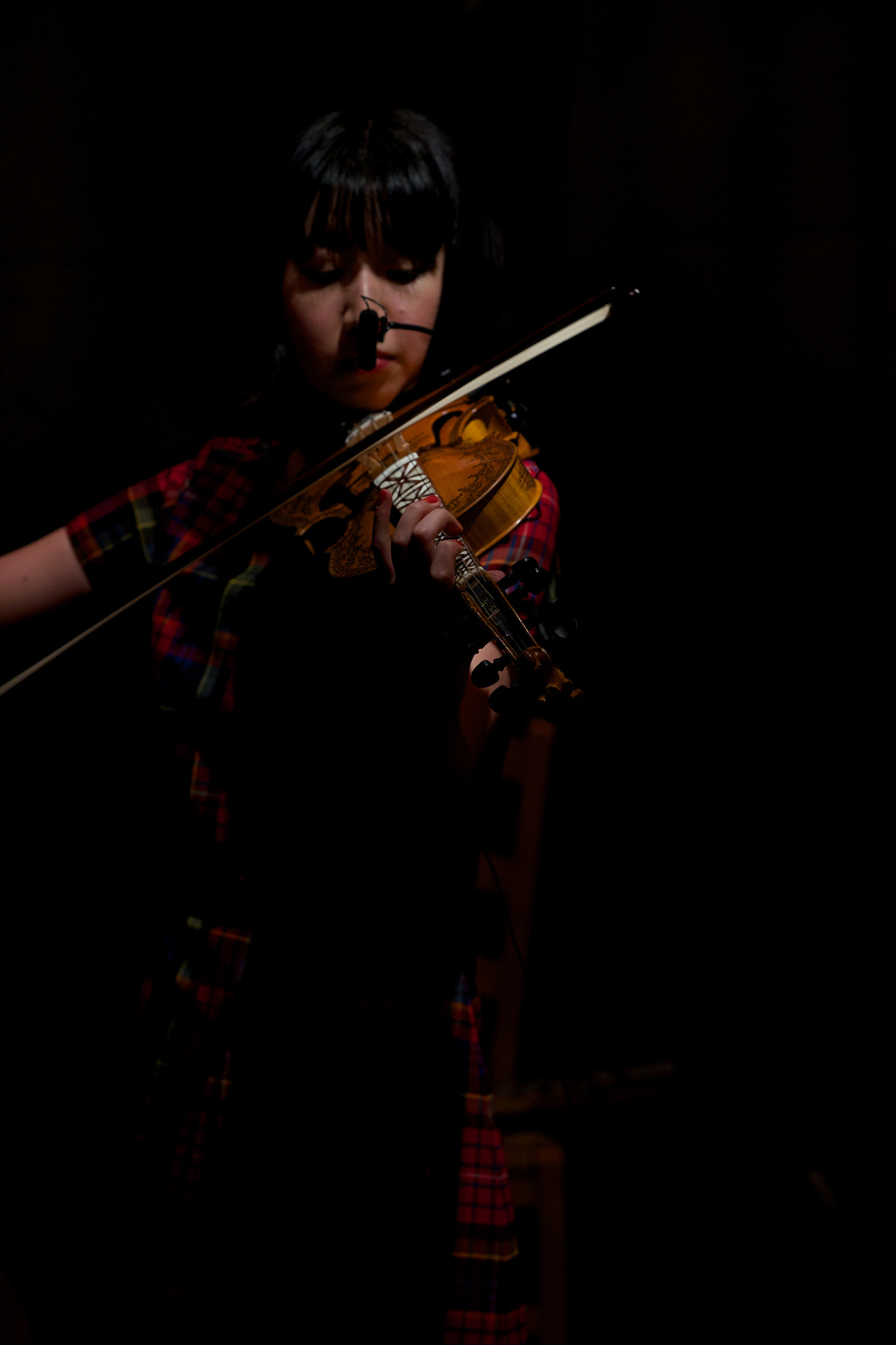 Fujifilm X-E2 + Fujifilm XF 90mm F2 R LM WR sample photo. Nordic fiddle "hardingfele" from the dark photography