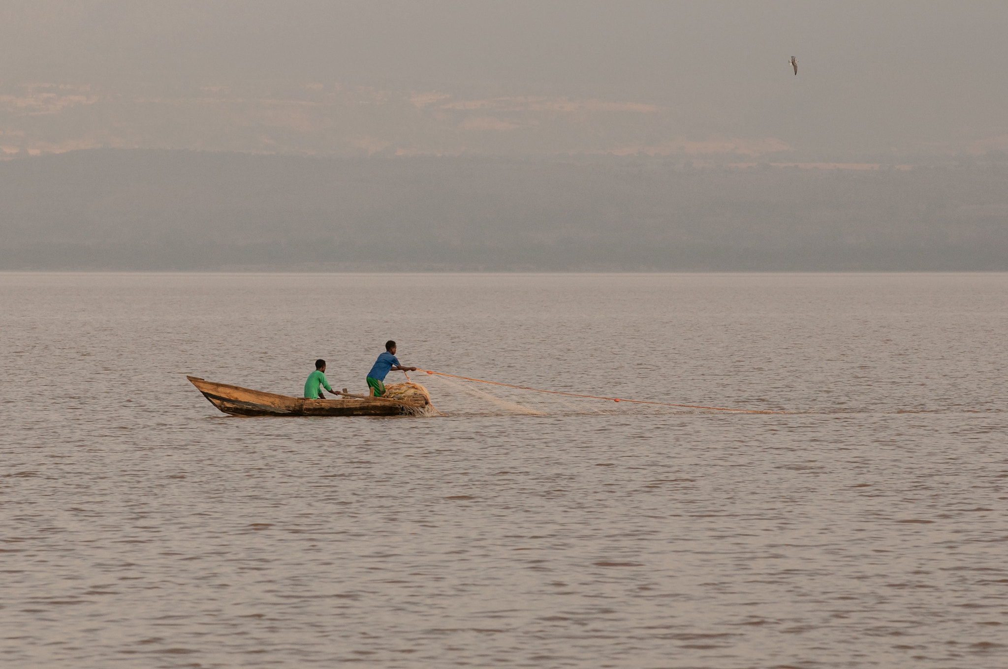 Nikon D300 sample photo. Fisherman in langano lake photography