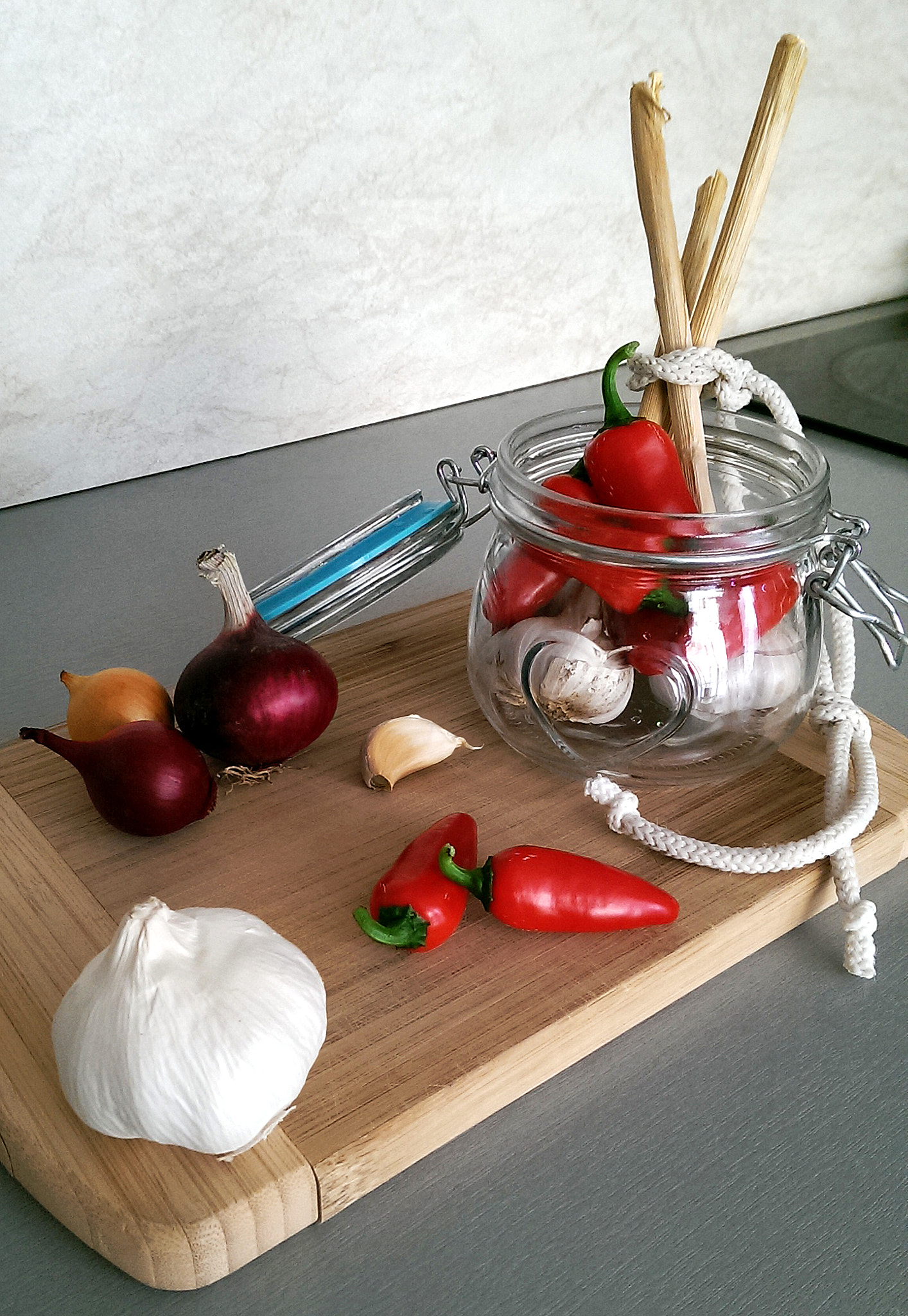 HTC ONE DUAL SIM sample photo. Still life with chilli, onion and garlic photography