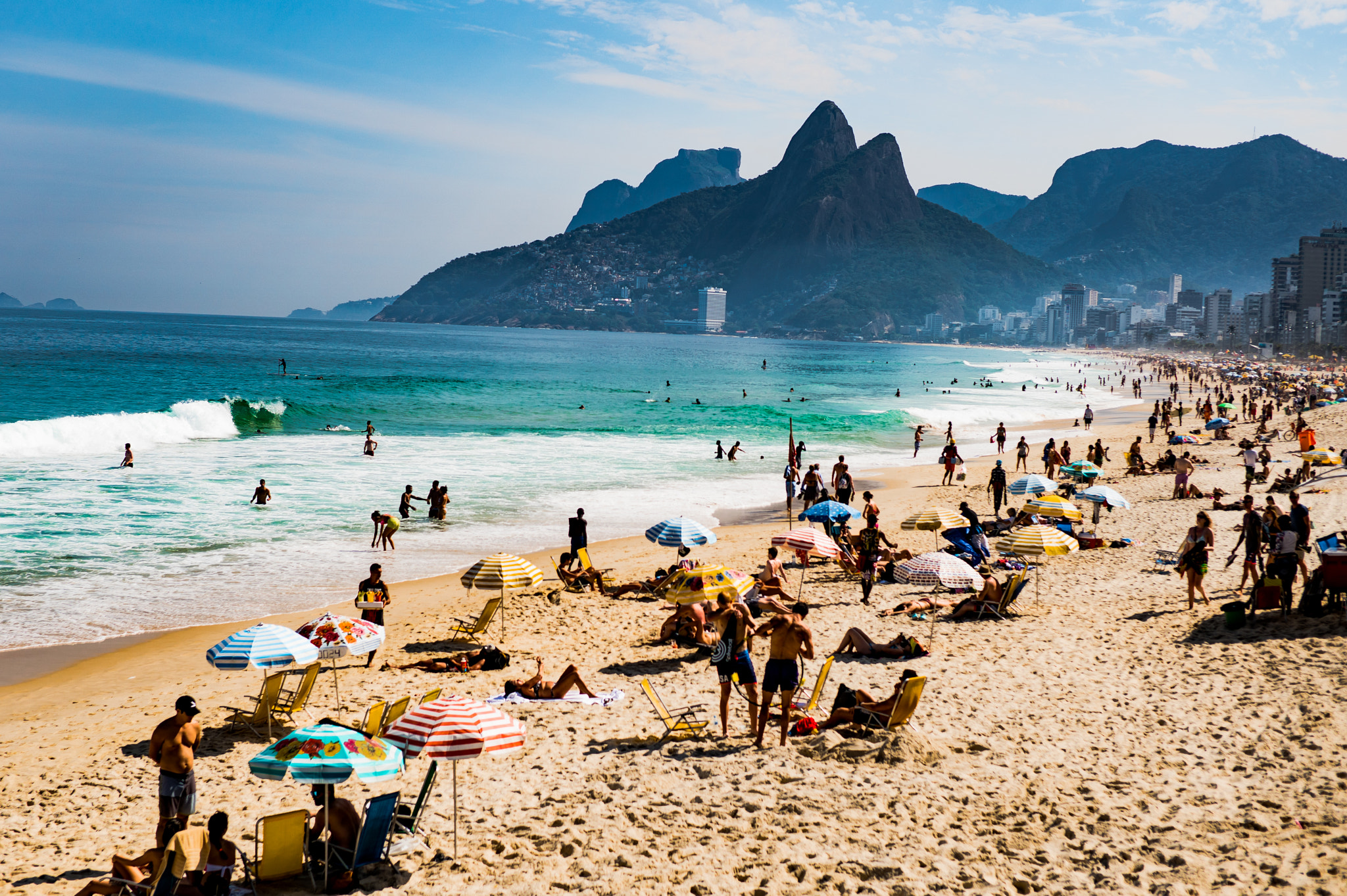 Sony a6300 + E 32mm F1.8 sample photo. Ipanema beach with dois irmaos photography