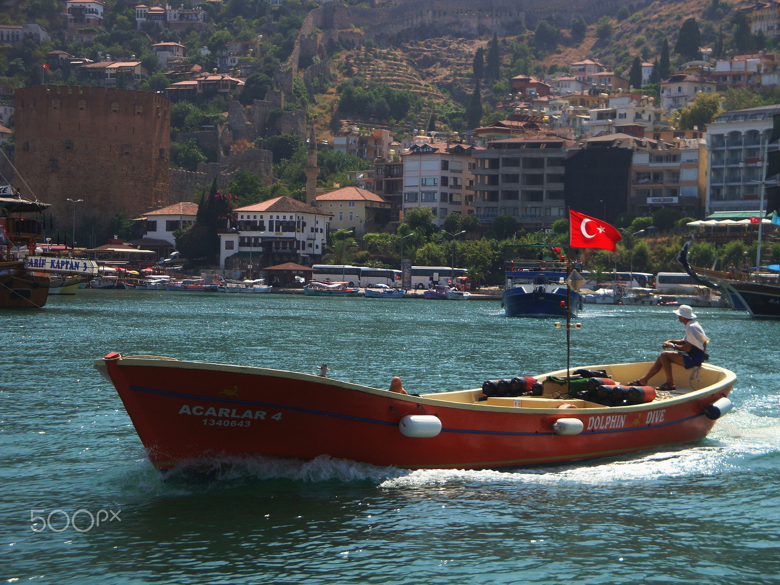 Sony Cyber-shot DSC-W170 sample photo. Alanya, turkey: a man and a boat photography