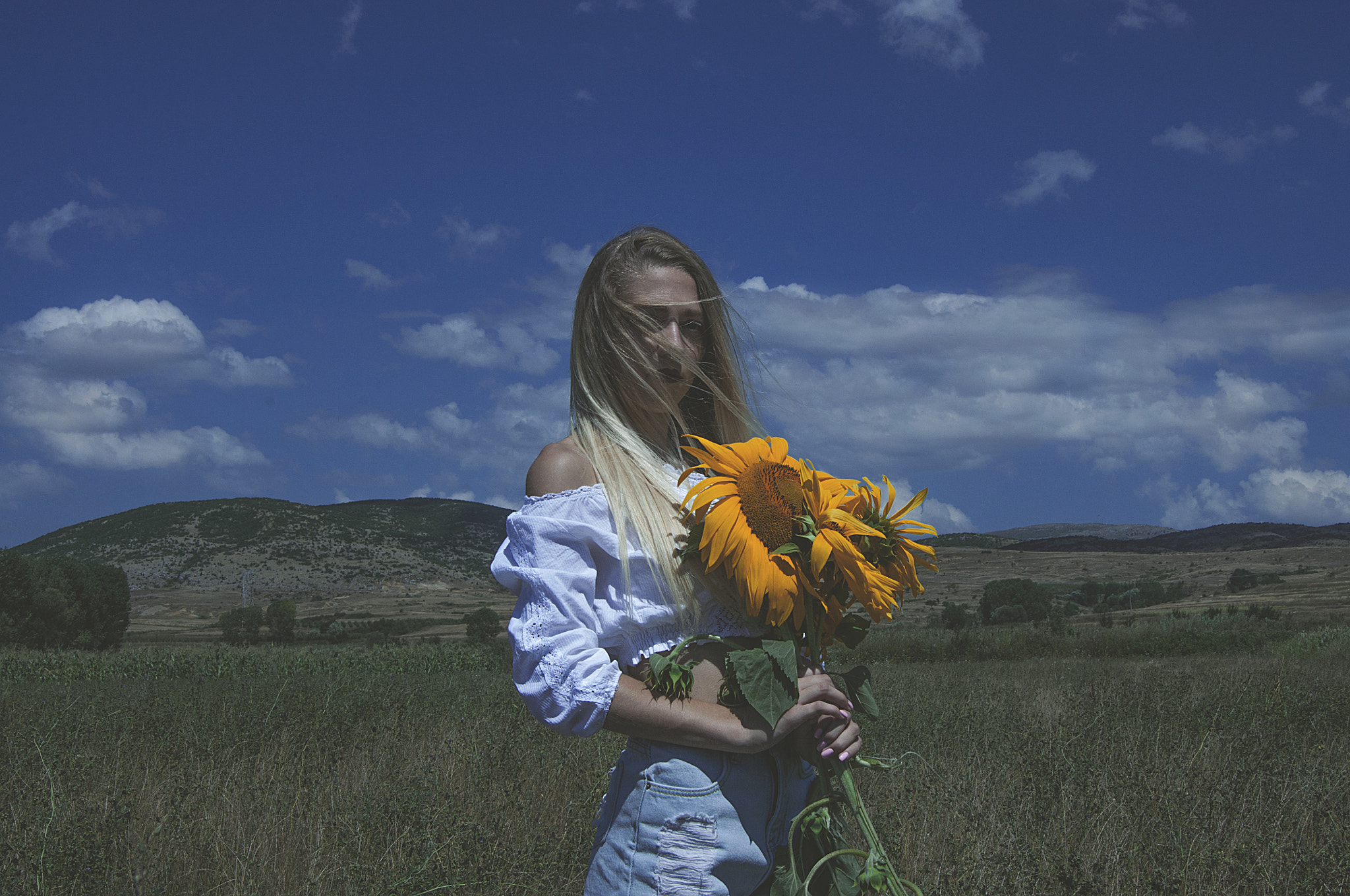 Nikon AF Nikkor 24-85mm F2.8-4D IF sample photo. Sunflower girl photography