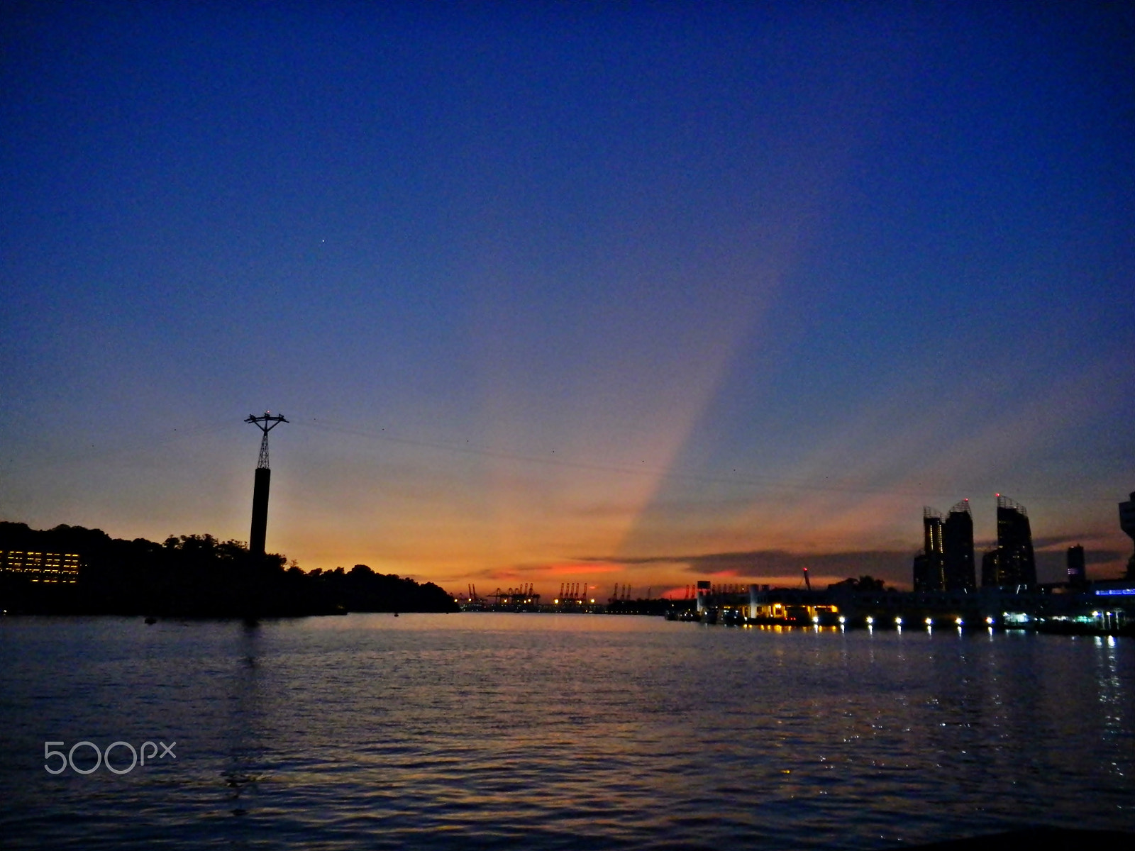 Nikon Coolpix S1200pj sample photo. Singapore night scene - sea and sky photography