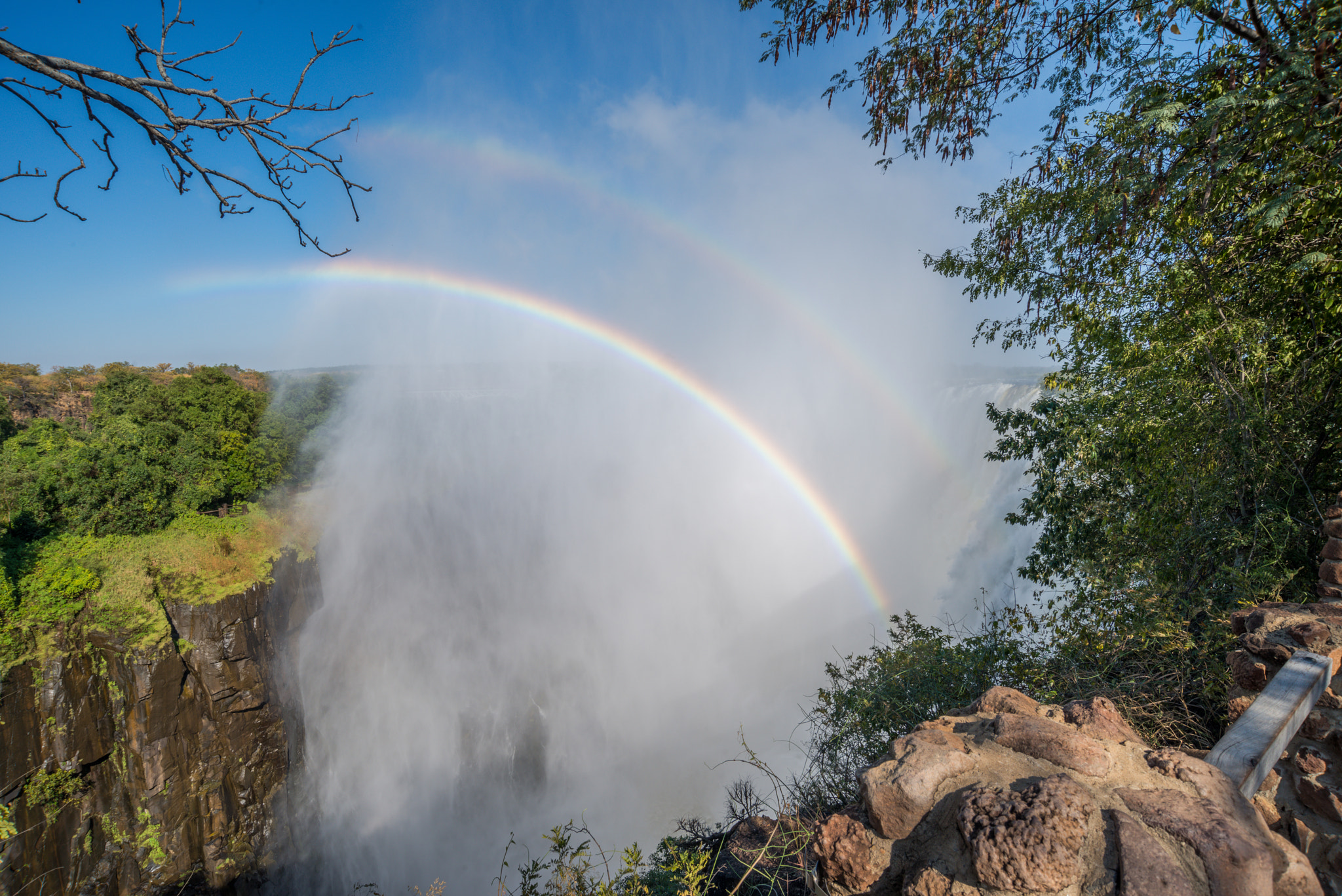 Nikon D800 + Nikon AF Nikkor 18-35mm F3.5-4.5D IF ED sample photo. Double rainbow in spray at victoria falls photography