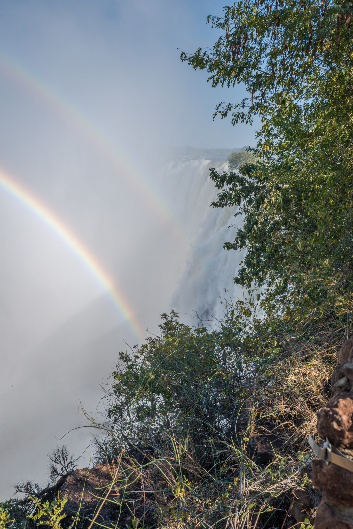 Nikon D800 + Nikon AF Nikkor 18-35mm F3.5-4.5D IF ED sample photo. Double rainbow in victoria falls spray clouds photography