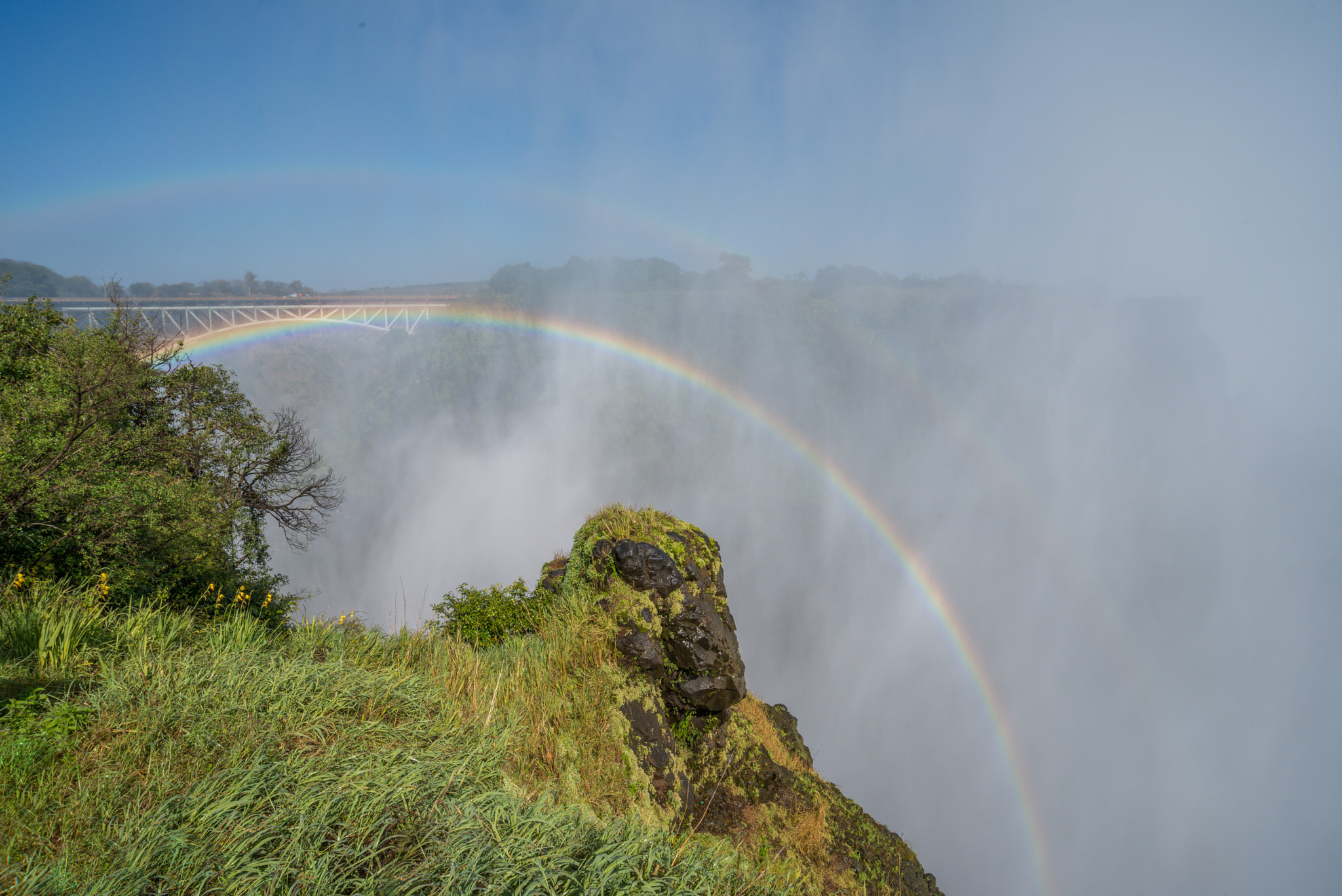 Nikon D800 + Nikon AF Nikkor 18-35mm F3.5-4.5D IF ED sample photo. Double rainbow over victoria falls in spray photography
