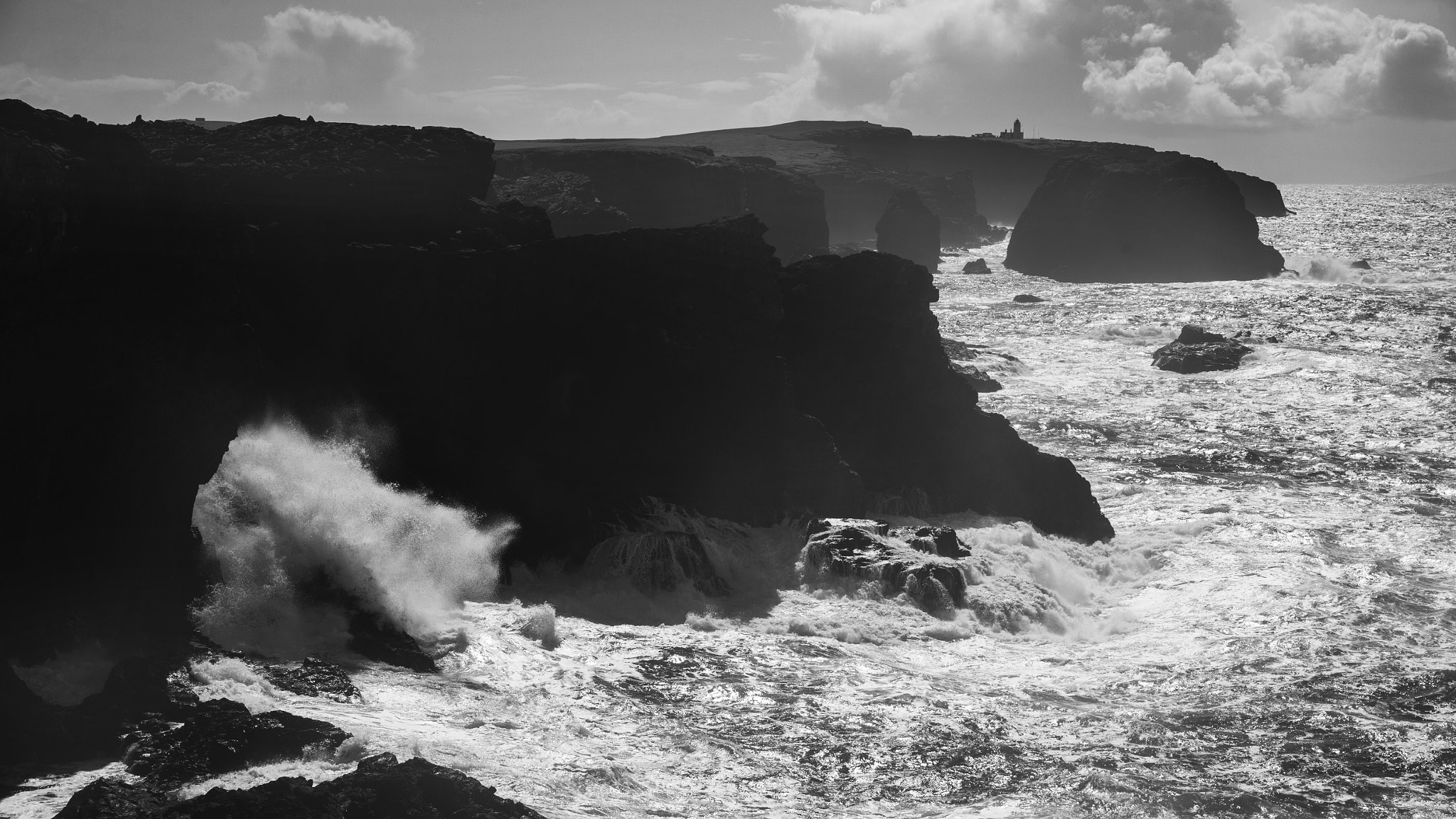 Nikon Df sample photo. Crashing on eshaness cliffs photography