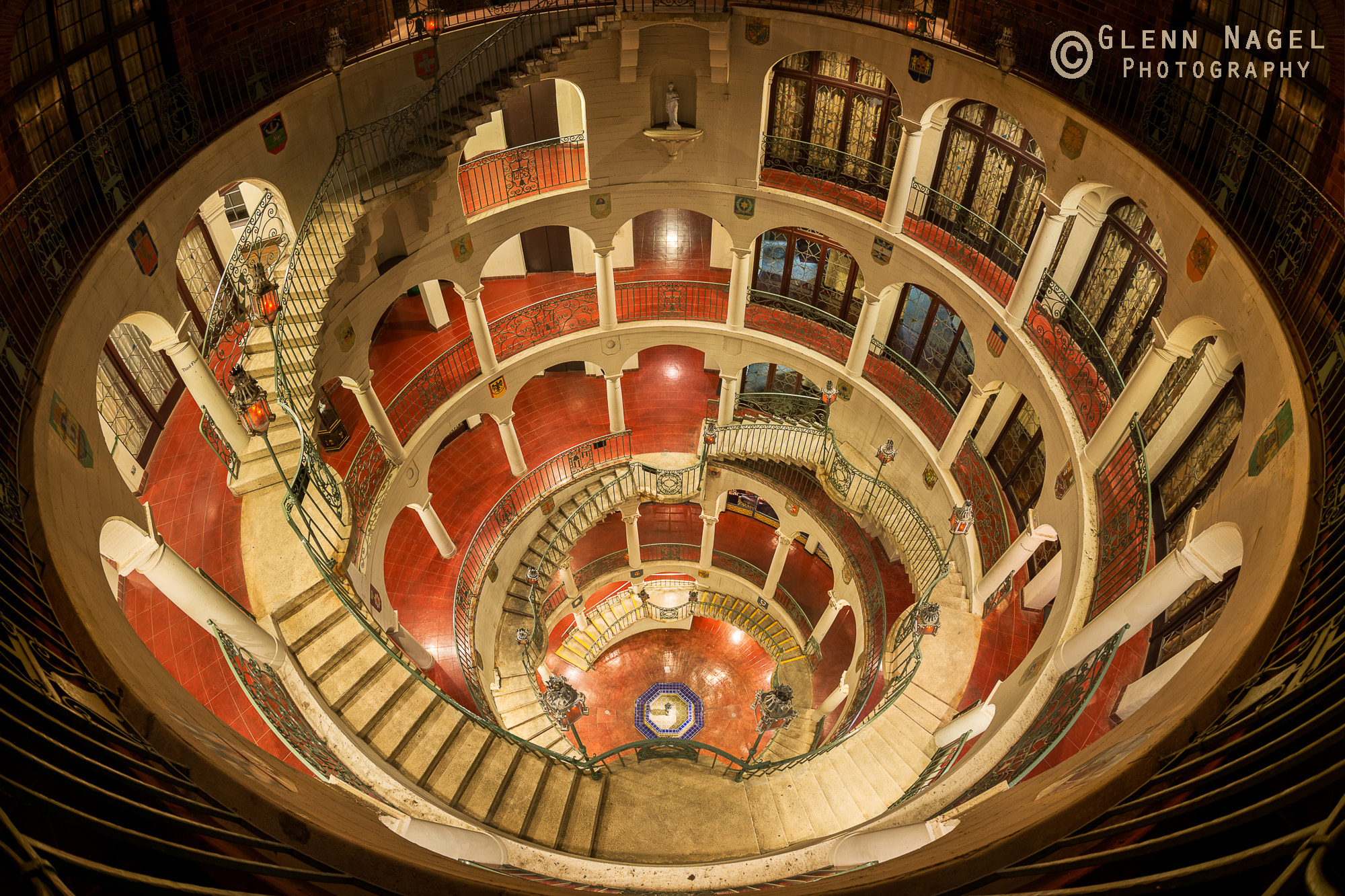 Nikon D800 + Sigma 15mm F2.8 EX DG Diagonal Fisheye sample photo. Spiral staircase photography