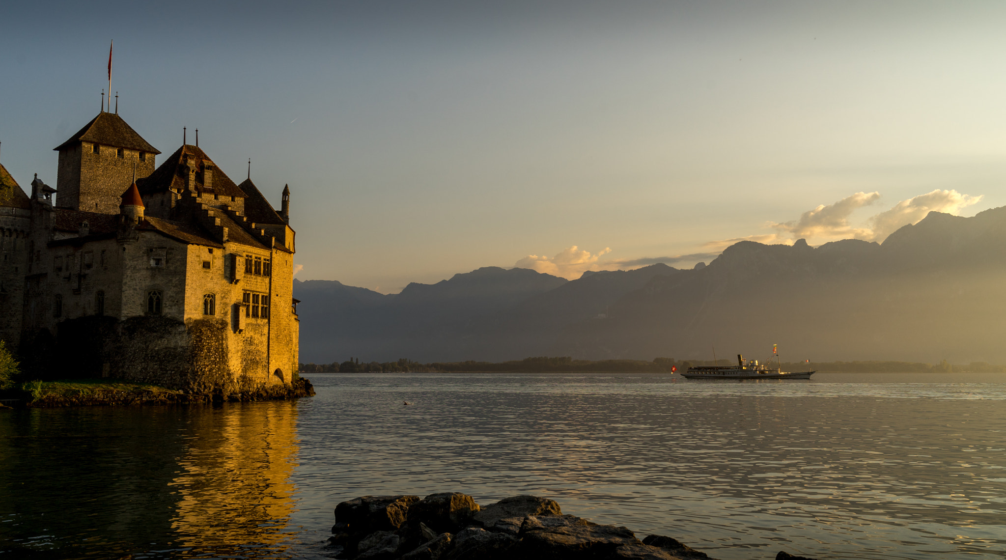Sony a7 + Sony Distagon T* FE 35mm F1.4 ZA sample photo. Castle chillion and a ship photography