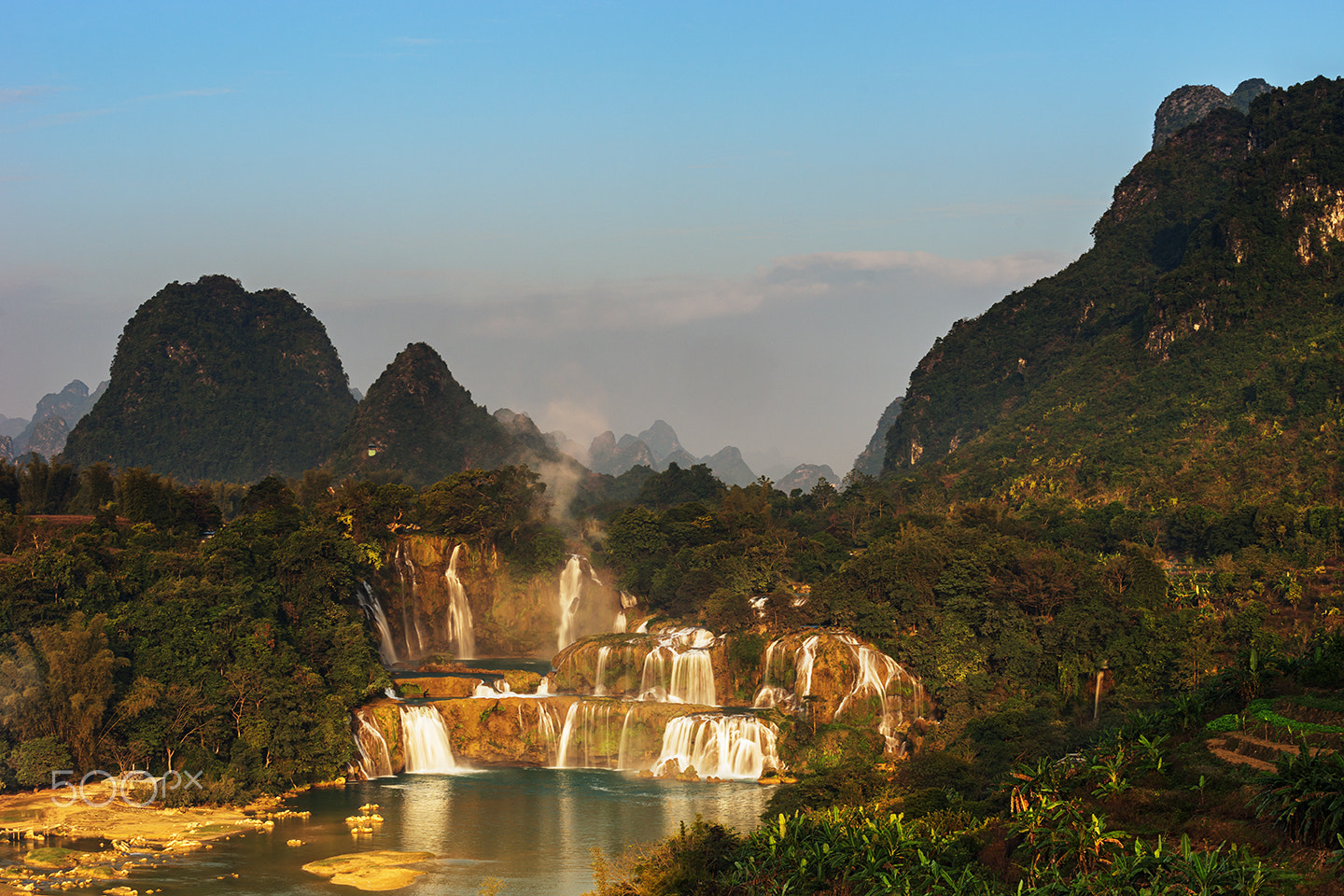 Sony a99 II sample photo. Detian waterfall in the morning photography